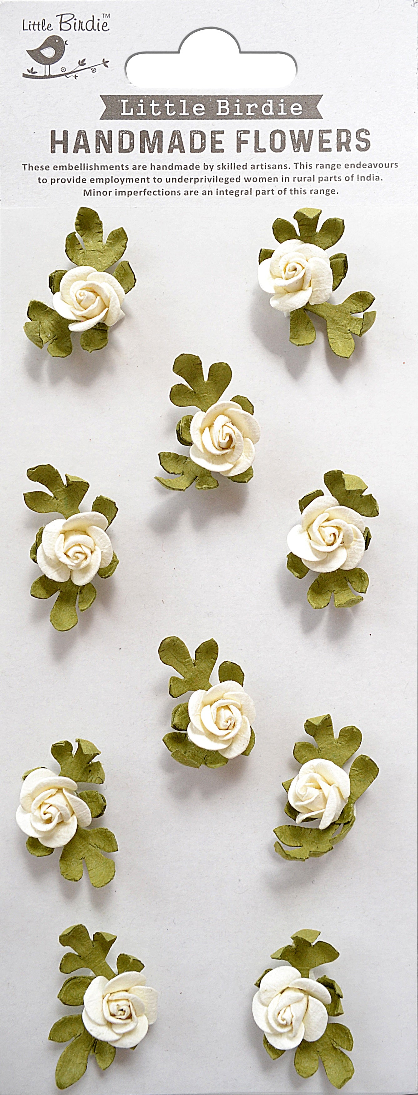 Little Birdie Petite Rose Paper Flowers 10/Pkg-Shabby Chic Bouquet