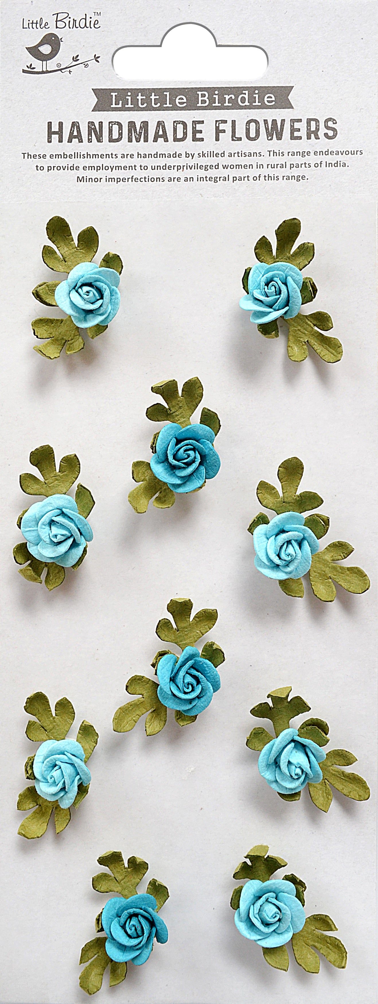 Little Birdie Petite Rose Paper Flowers 10/Pkg-Songs Of The Sea