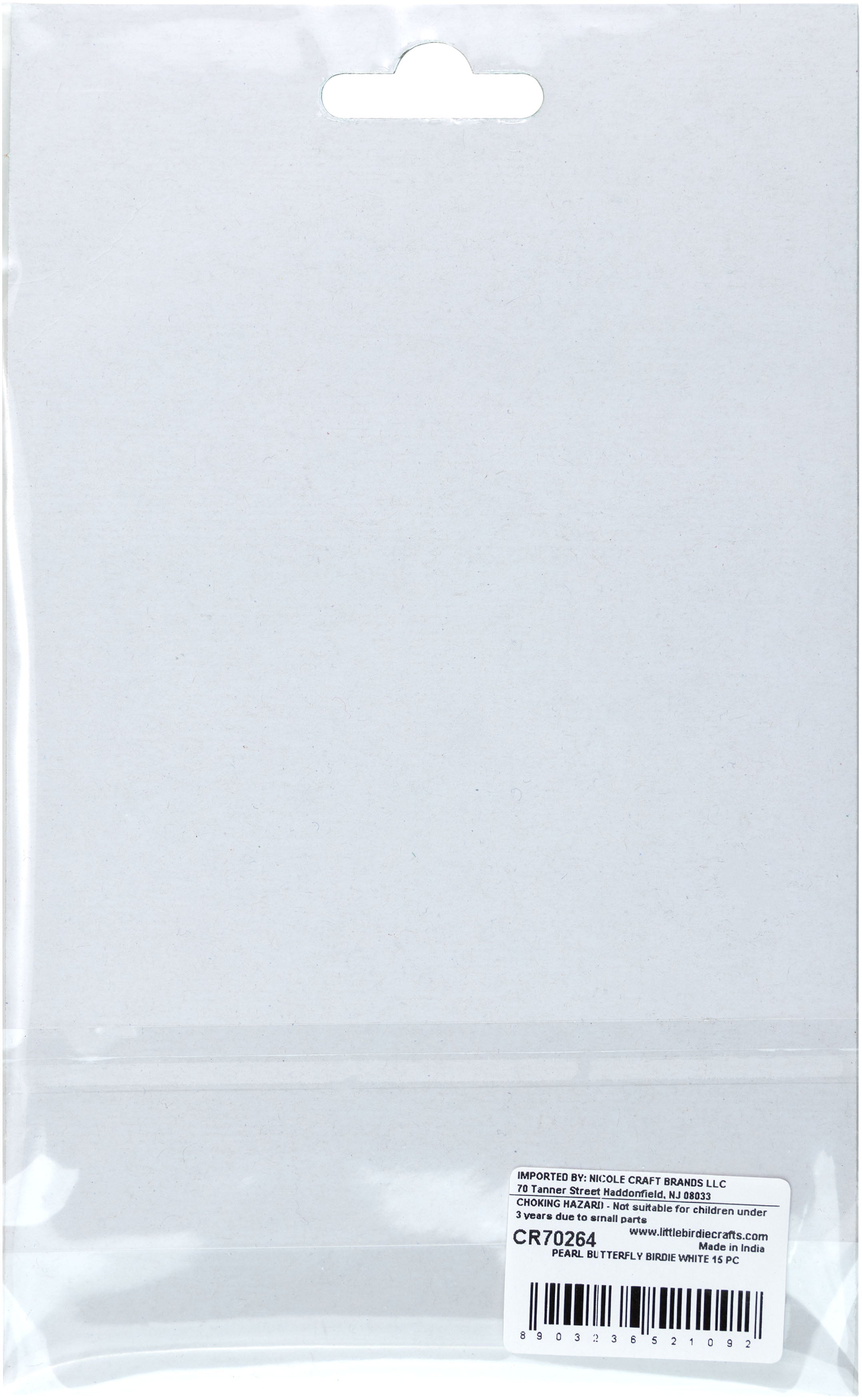Little Birdie Pearl Butterfly 15/Pkg-White