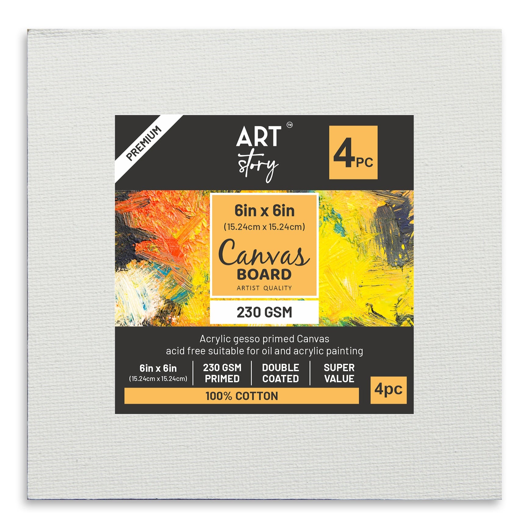 Little Birdie Canvas Board Square 6"X6" 4/Pkg-6"X6"