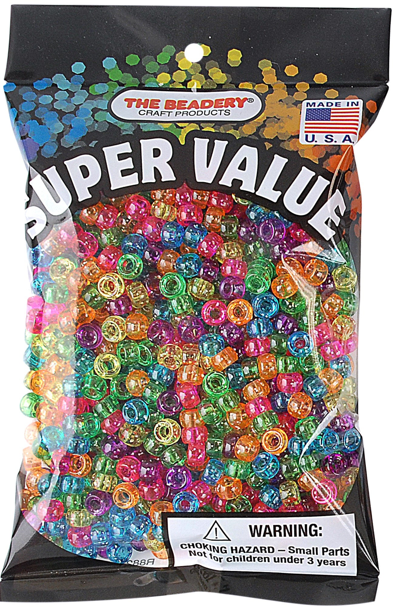 The Beadery Mini Pony Beads 1/2lb-Jelly Sparkle