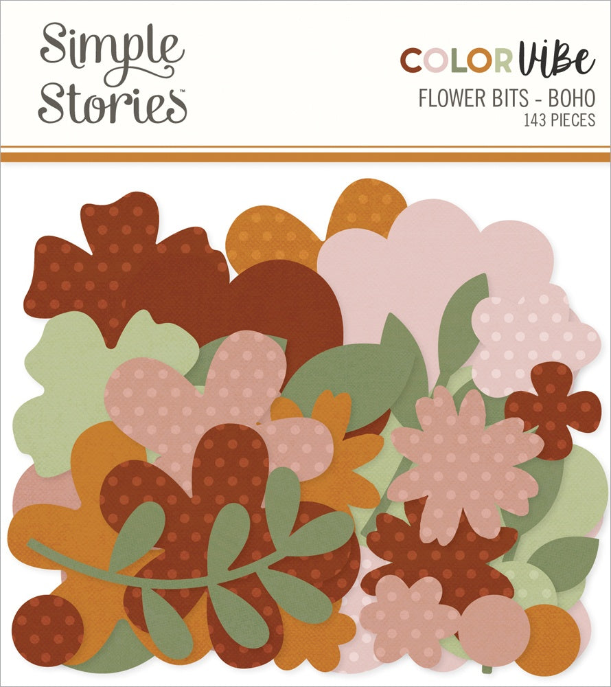 Color Vibe Cardstock Flowers Bits & Pieces 143/Pkg-Boho
