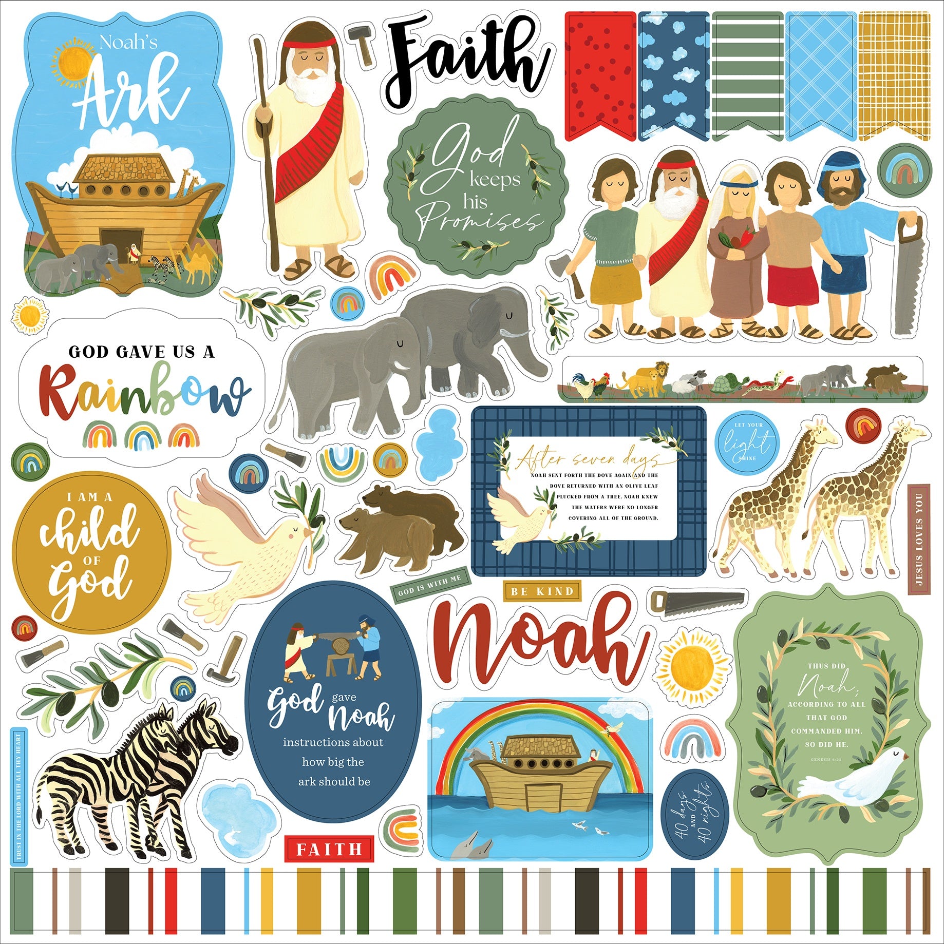 Bible Stories: Noah's Ark Cardstock Stickers 12"X12"-Elements