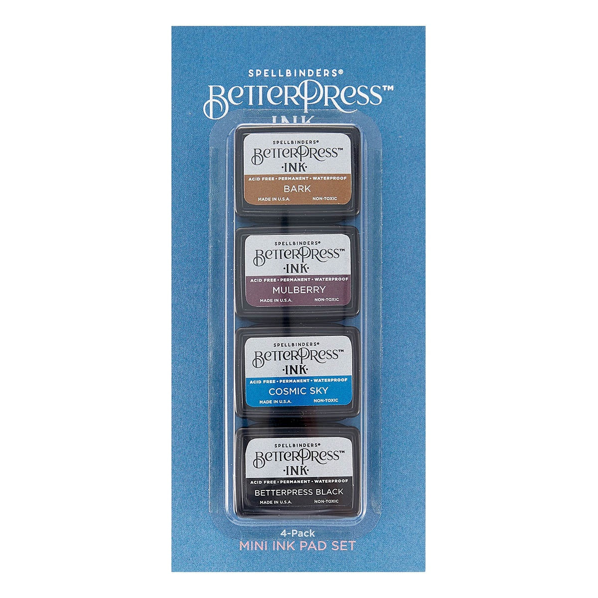 Spellbinders BetterPress Letterpress Mini Ink Pad Set 4/Pkg-Regal Tones