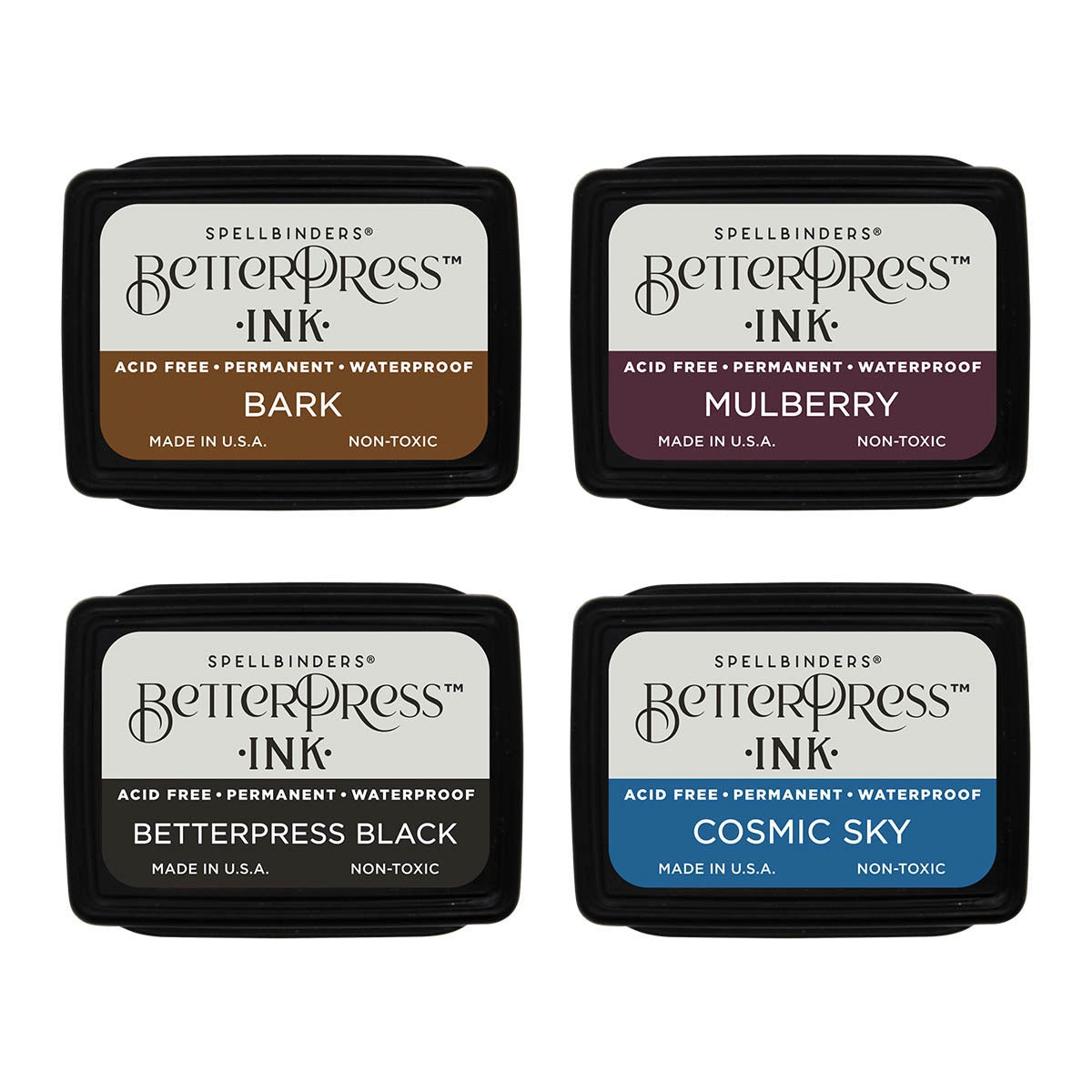 Spellbinders BetterPress Letterpress Mini Ink Pad Set 4/Pkg-Regal Tones