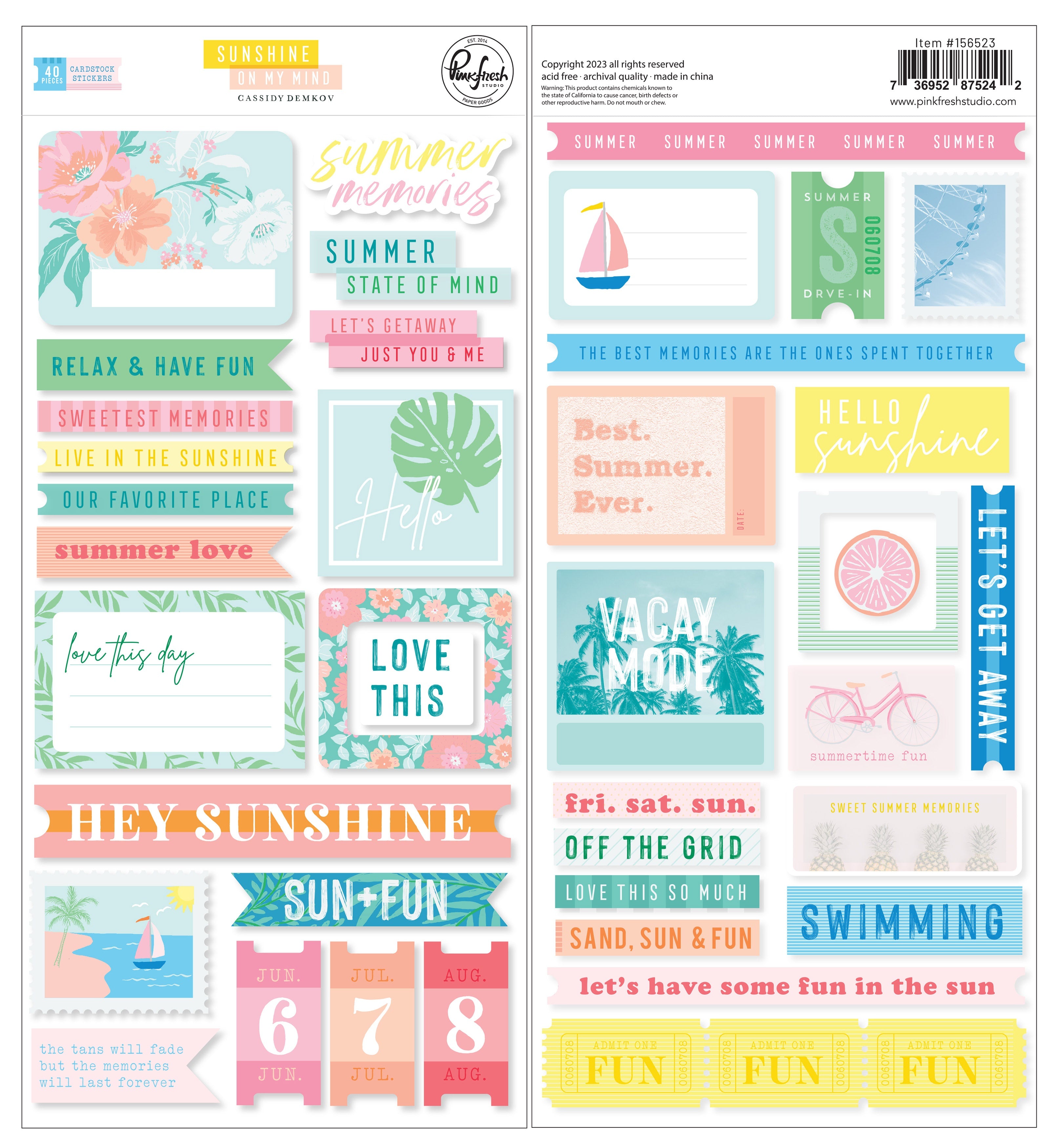 Pinkfresh Cardstock Stickers-Sunshine On My Mind