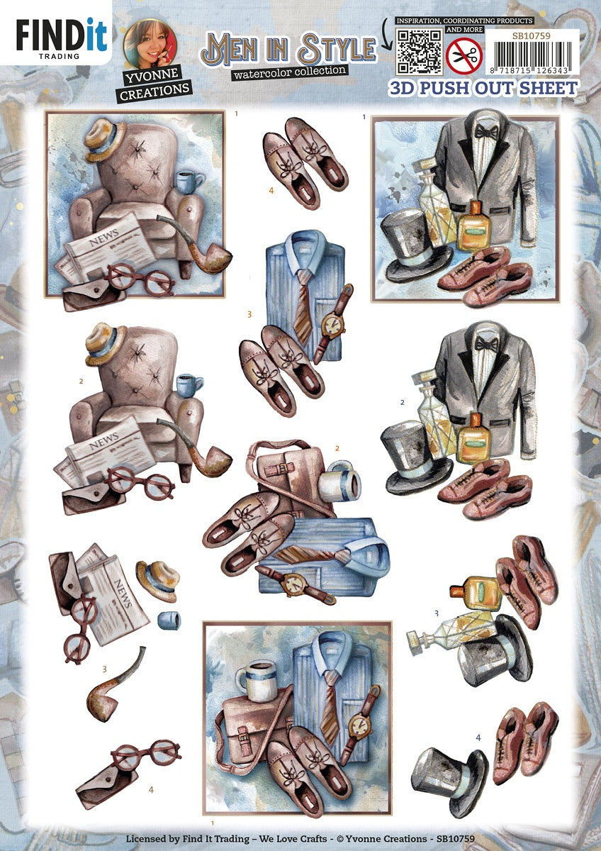 Find It Trading Yvonne Creations 3D Push Out Sheet-Men In Style - Gentlemen