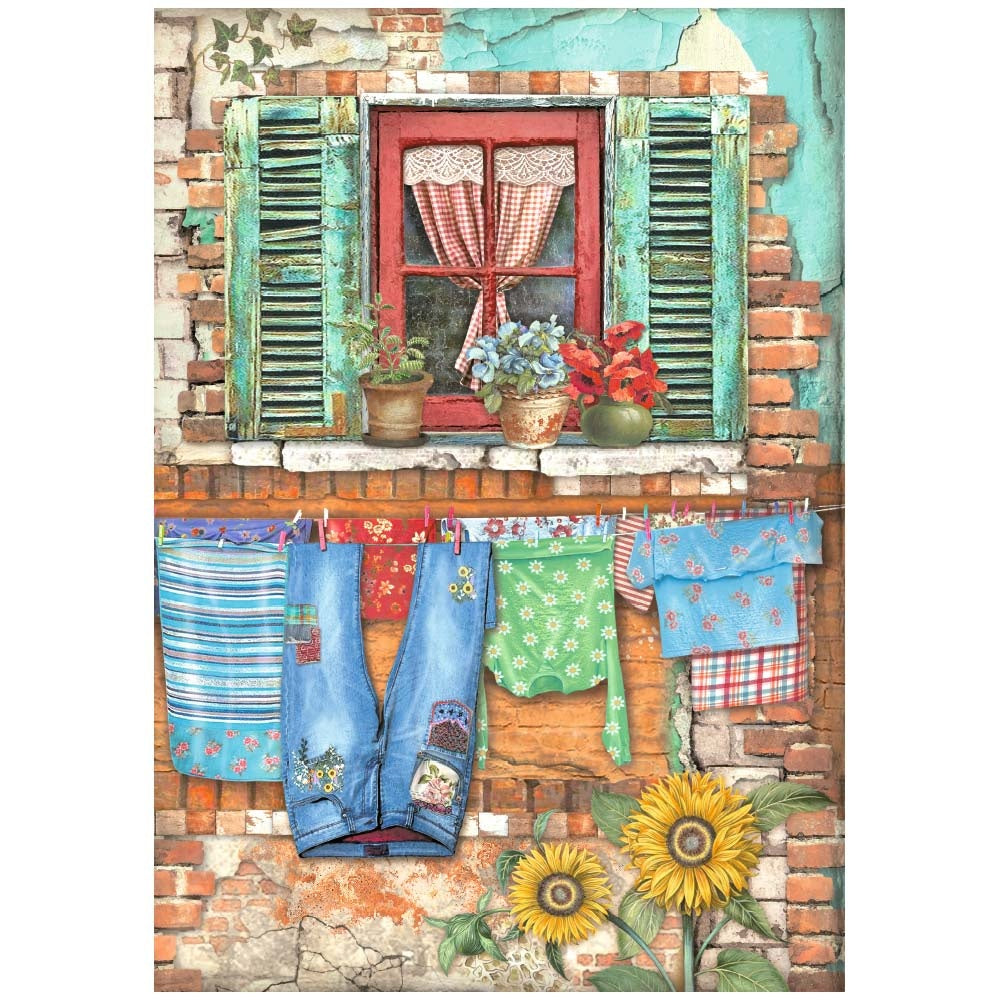 Stamperia Rice Paper Sheet A4-Sunflower Art Window