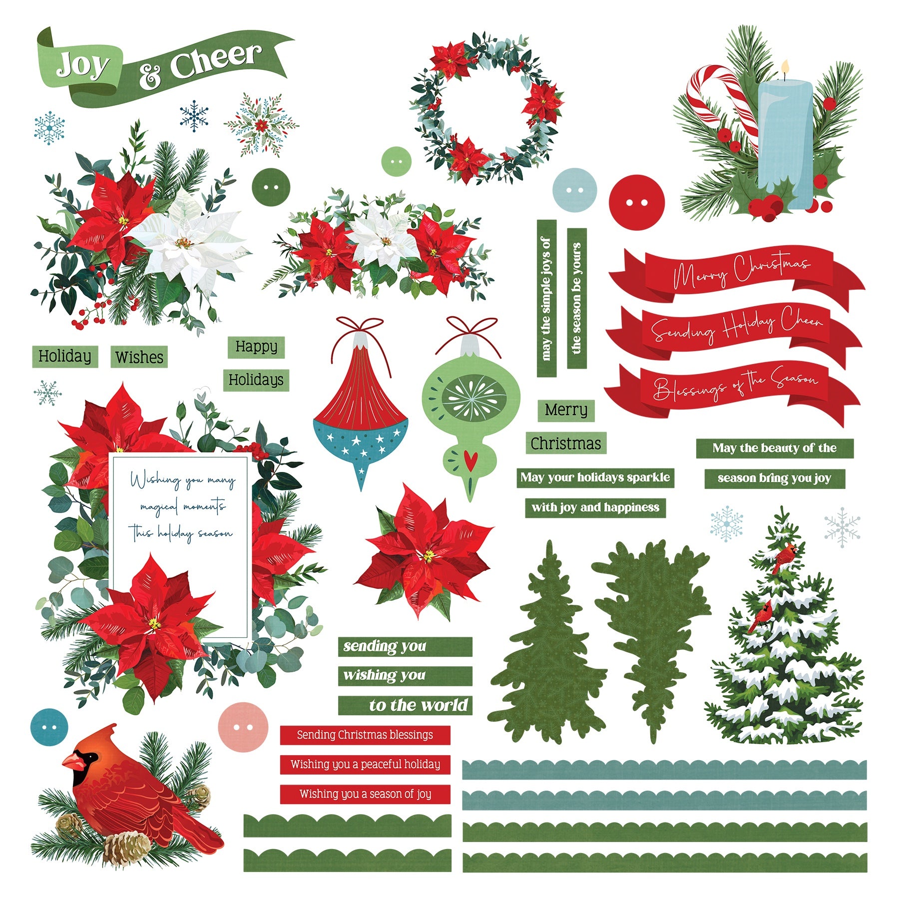 PhotoPlay Card Kit Stickers-Christmas Garden