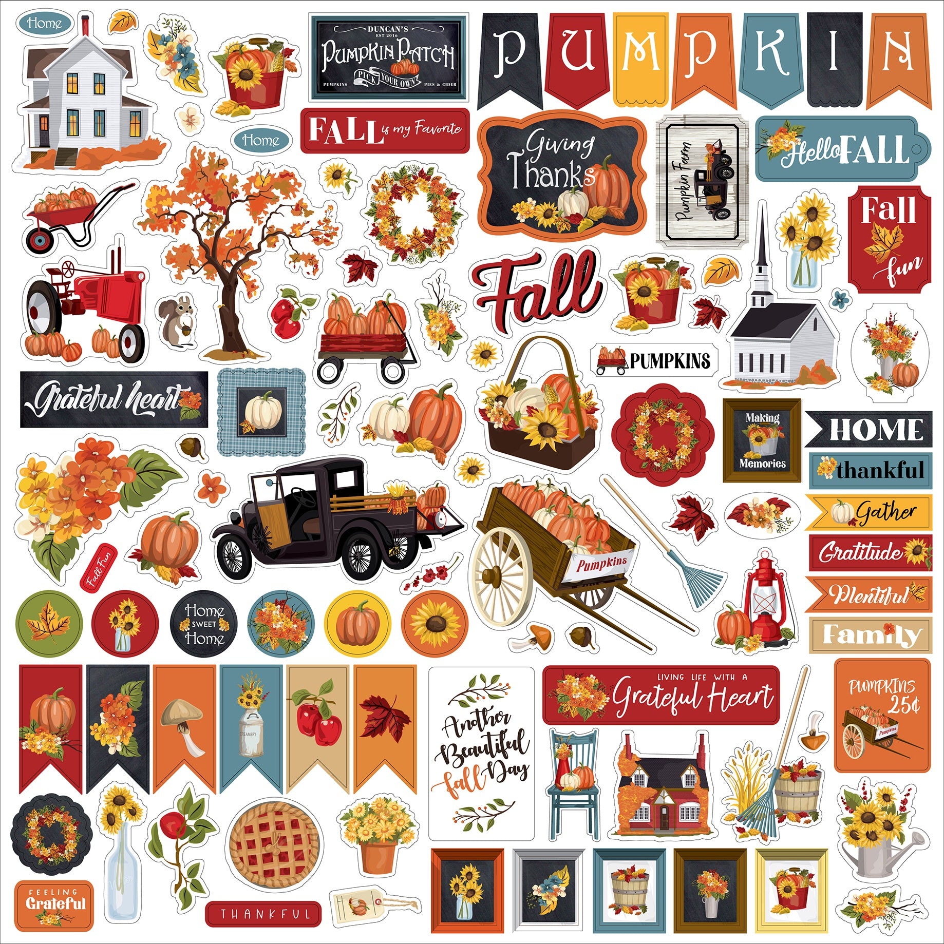 Carta Bella Elements Cardstock Stickers 12"X12"-Fall Fun