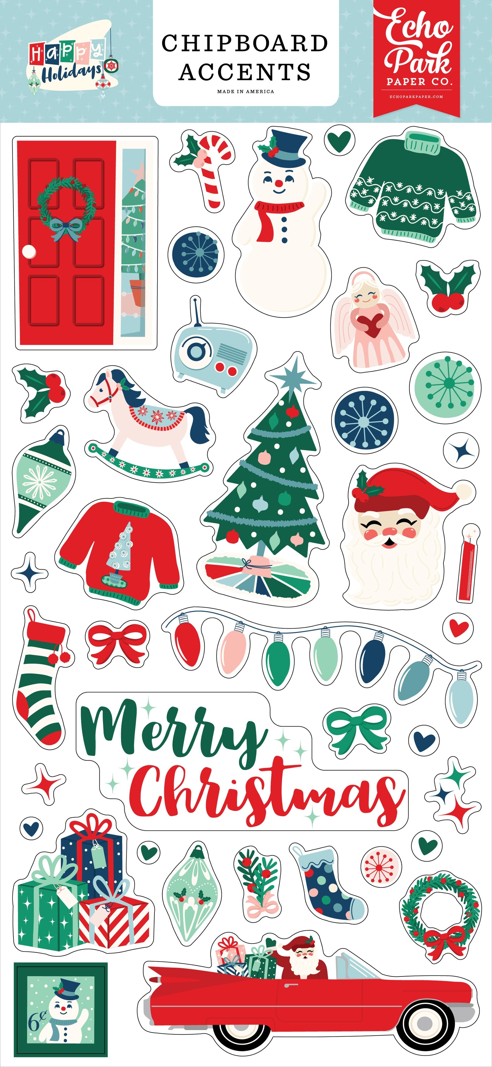 Echo Park Chipboard 6"X13"-Accents, Happy Holidays