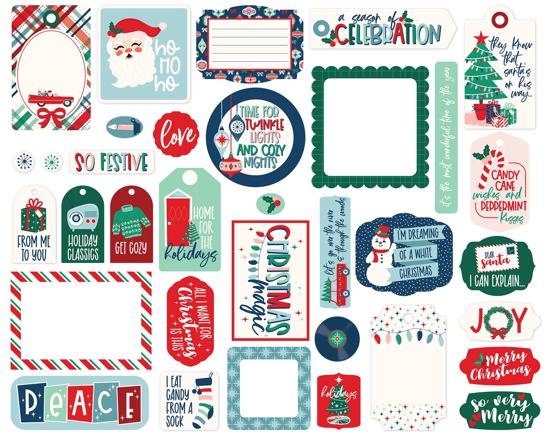 Echo Park Cardstock Ephemera-Frames & Tags, Happy Holidays