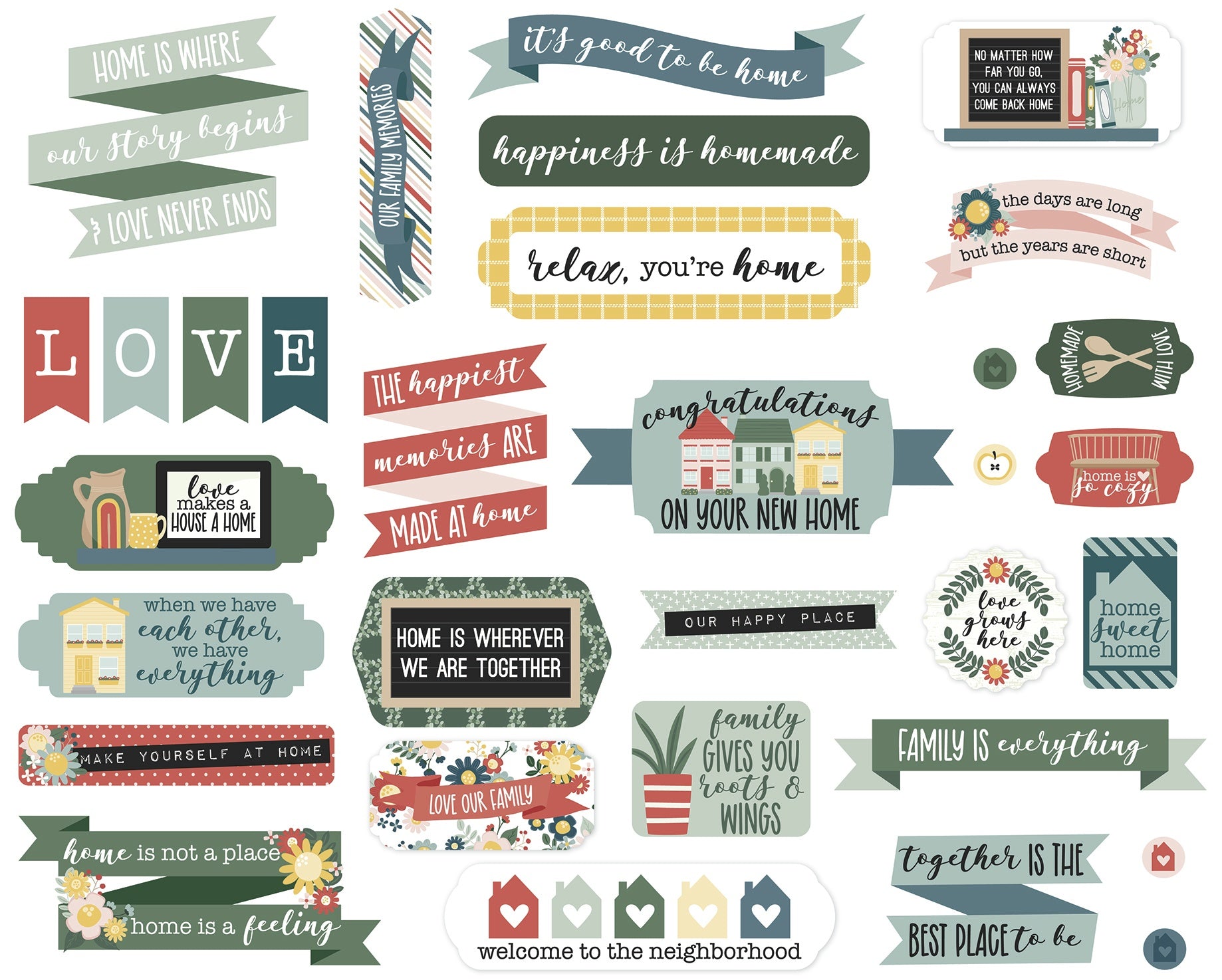 Echo Park Cardstock Ephemera-Titles & Phrases, Good To Be Home