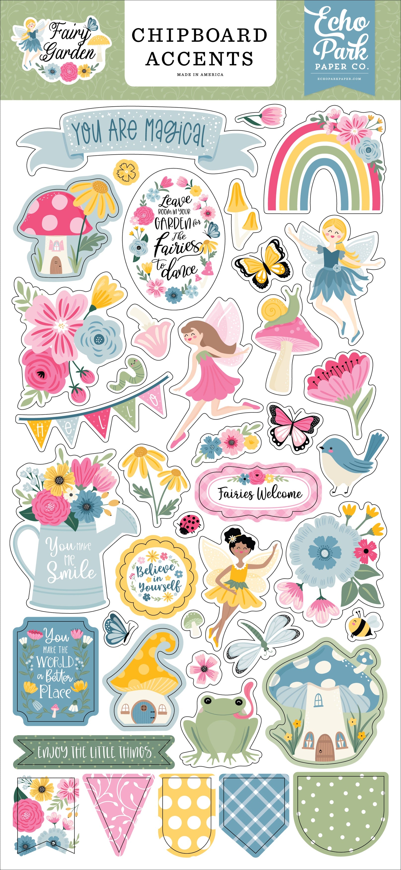 Echo Park Chipboard 6"X13"-Accents, Fairy Carden