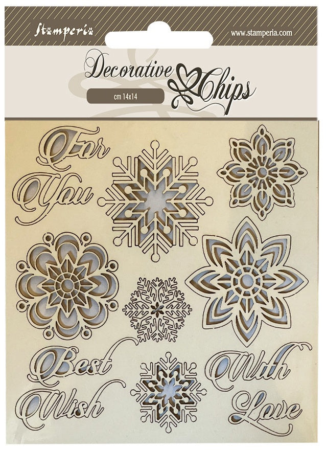 Stamperia Decorative Chips 5.5"X5.5"-Snowflakes