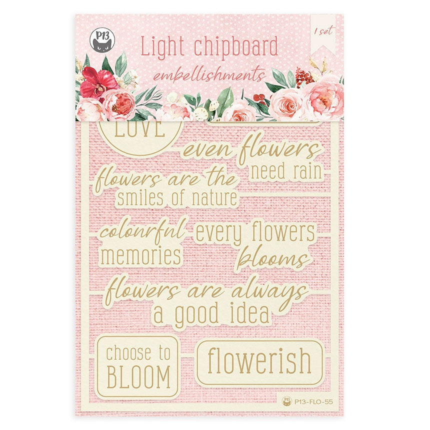 Flowerish Light Chipboard Embellishments 4"x6" 10/Pkg