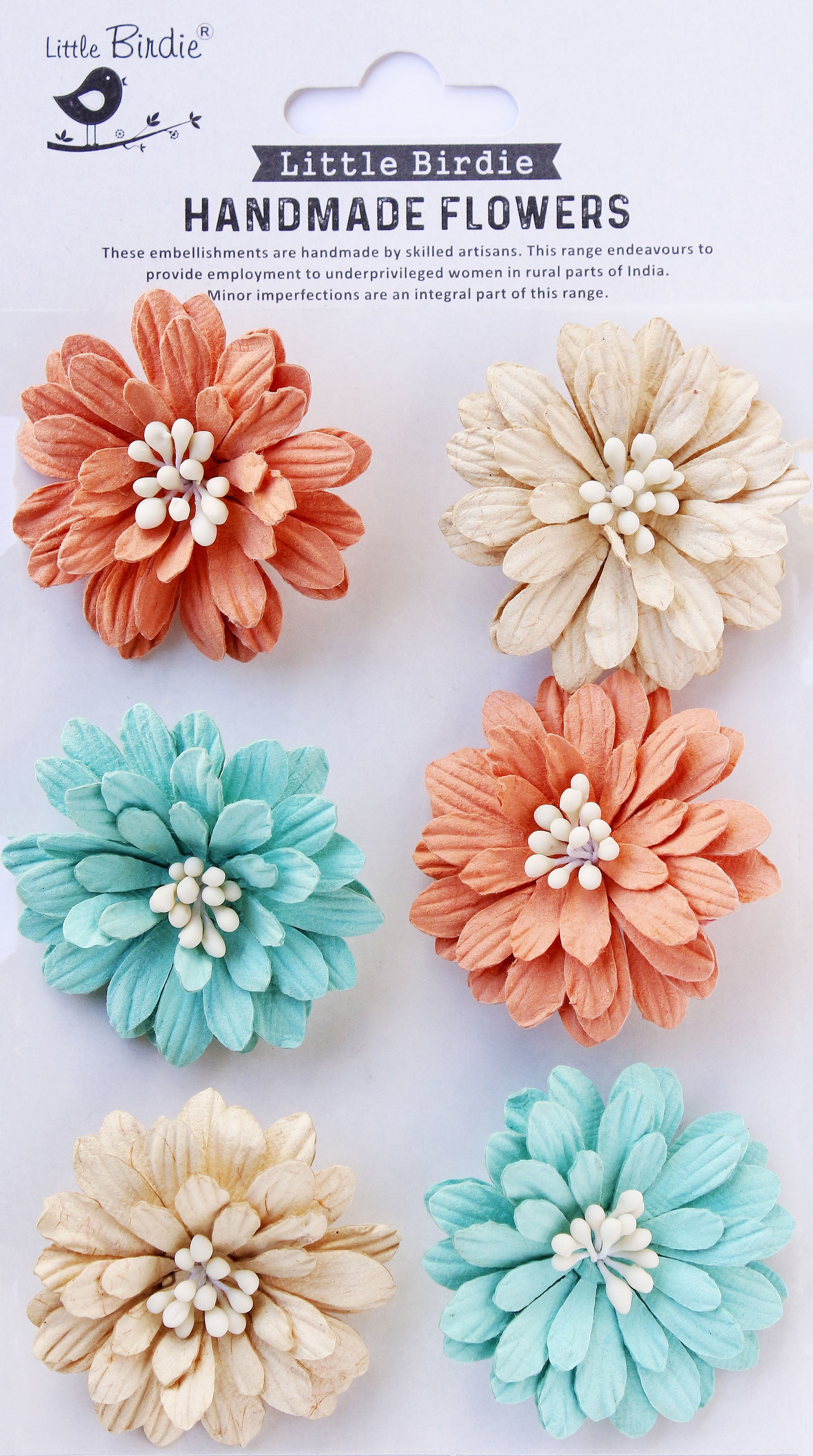 Little Birdie Astra Paper Flowers 6/Pkg-Sun & Rain