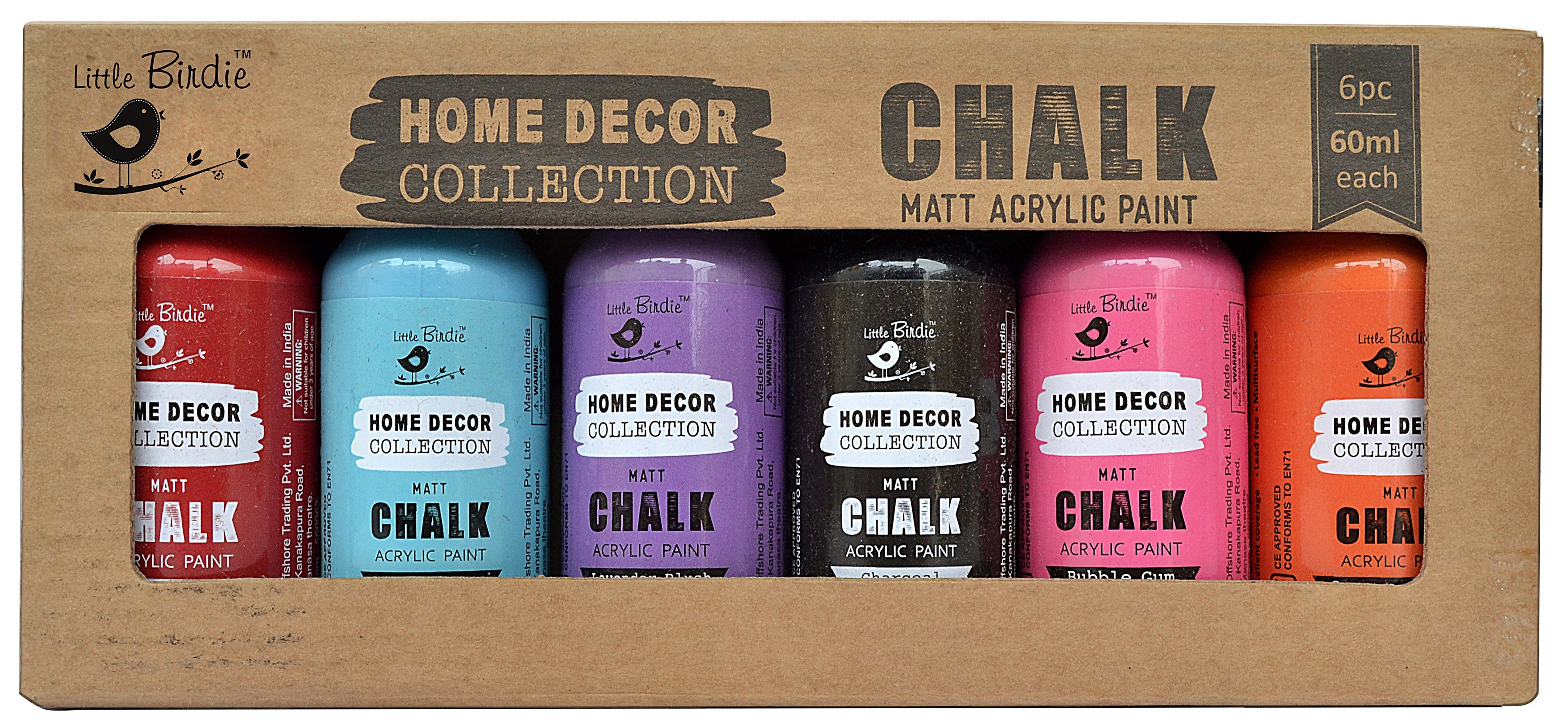 Little Birdie Chalk Matte Acrylic Paint 60ml 6/Pkg-Vibrant
