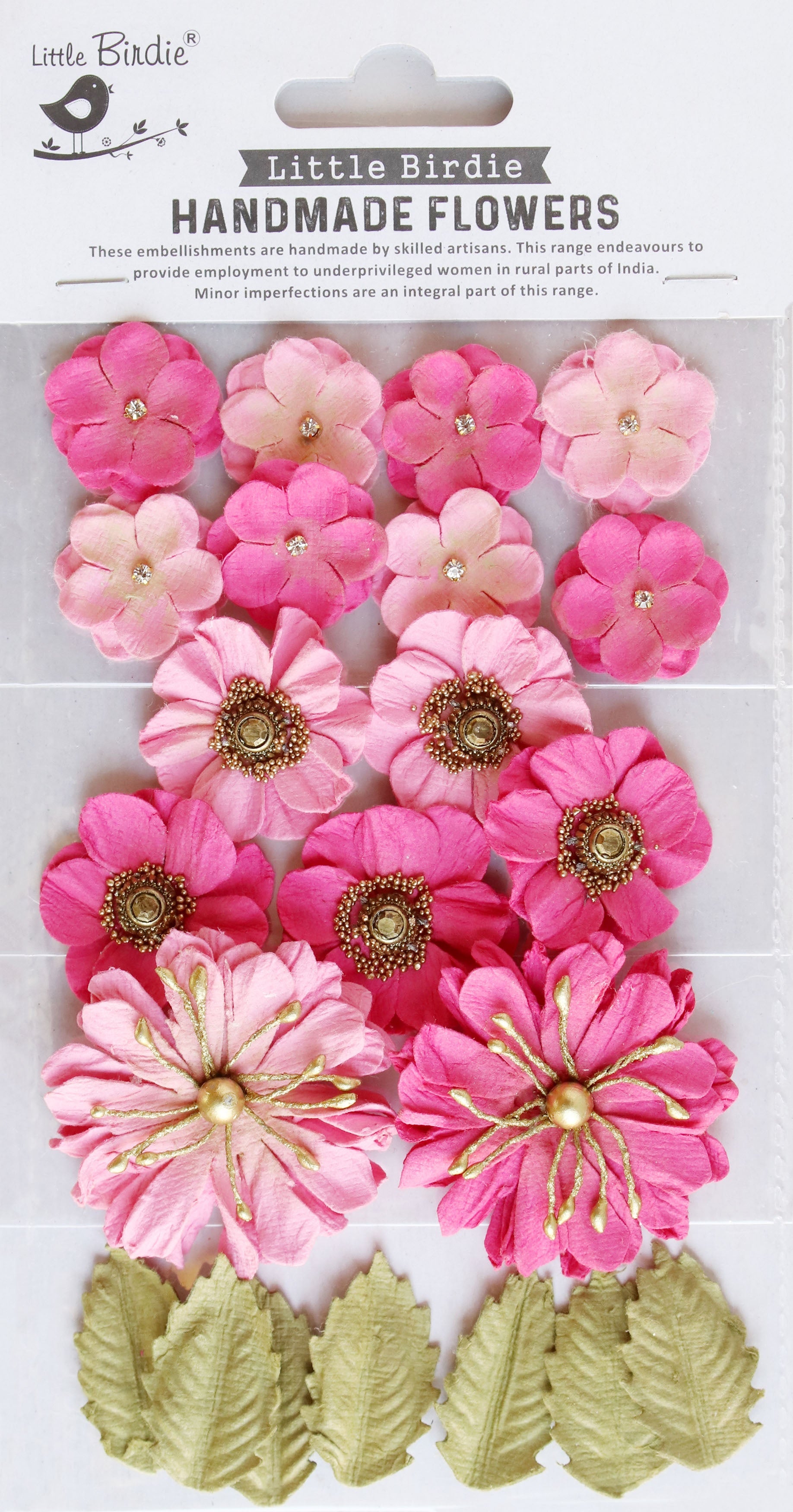 Little Birdie Renae Paper Flower 27/Pkg-Precious Pink