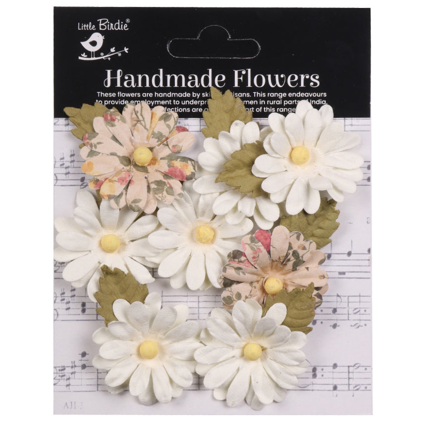 Little Birdie Valerie Paper Flowers 8/Pkg-Ivory Pearl
