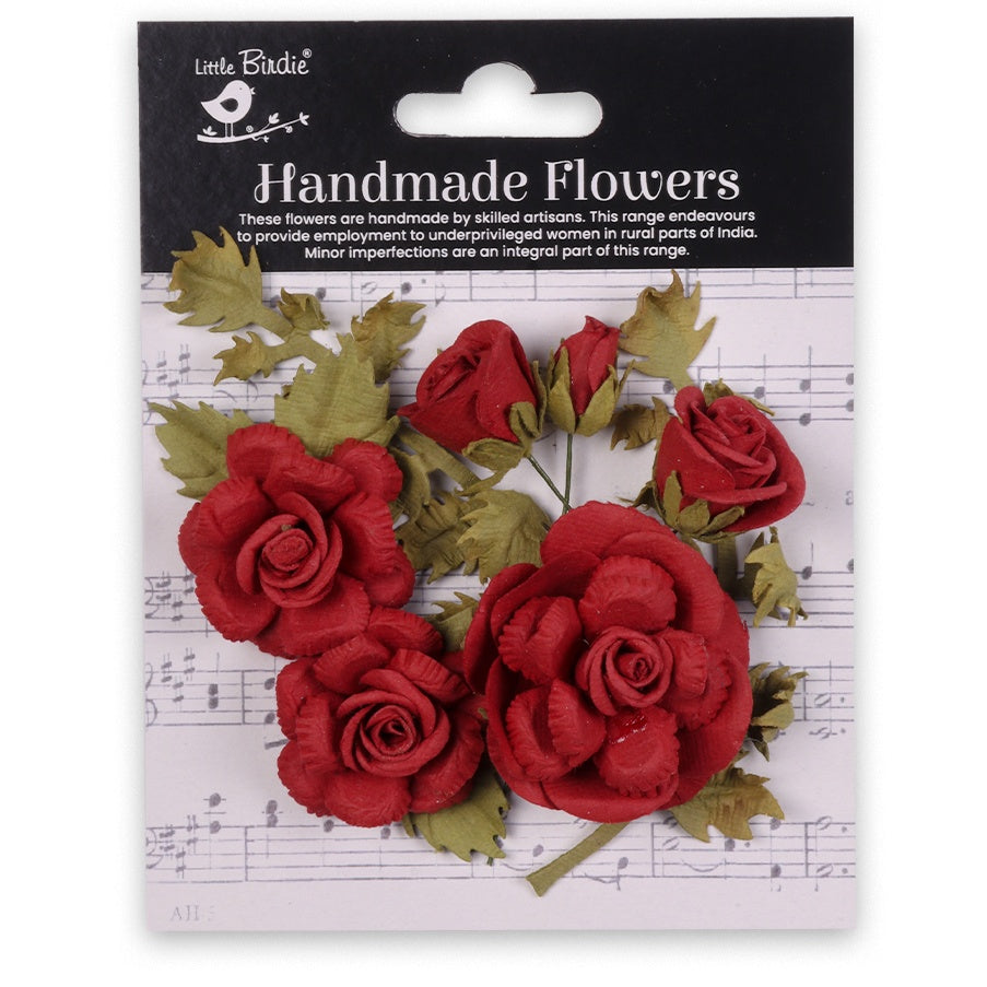 Little Birdie Vida Paper Flowers 8/Pkg-Cardinal Red