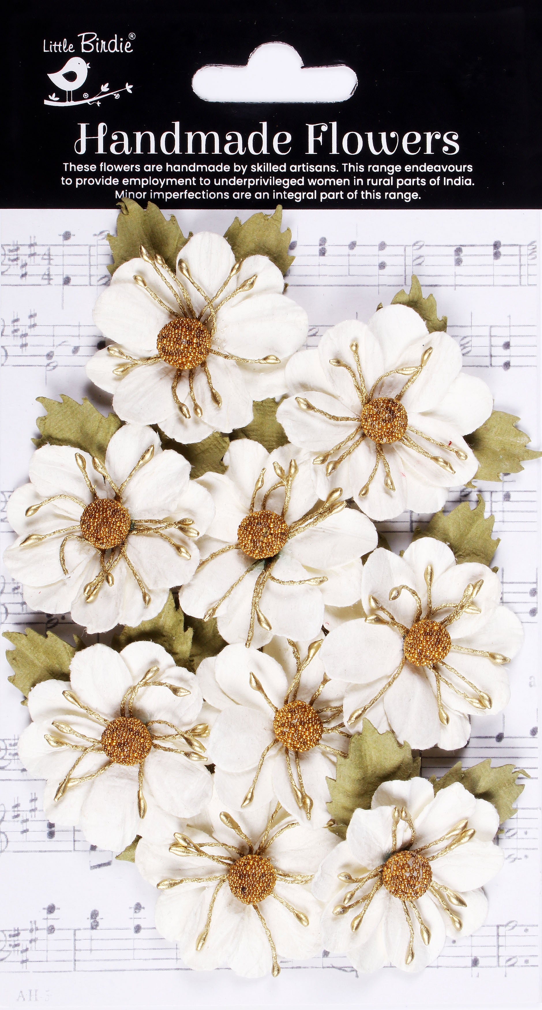 Little Birdie Wendy Paper Flowers 9/Pkg-Ivory Pearl