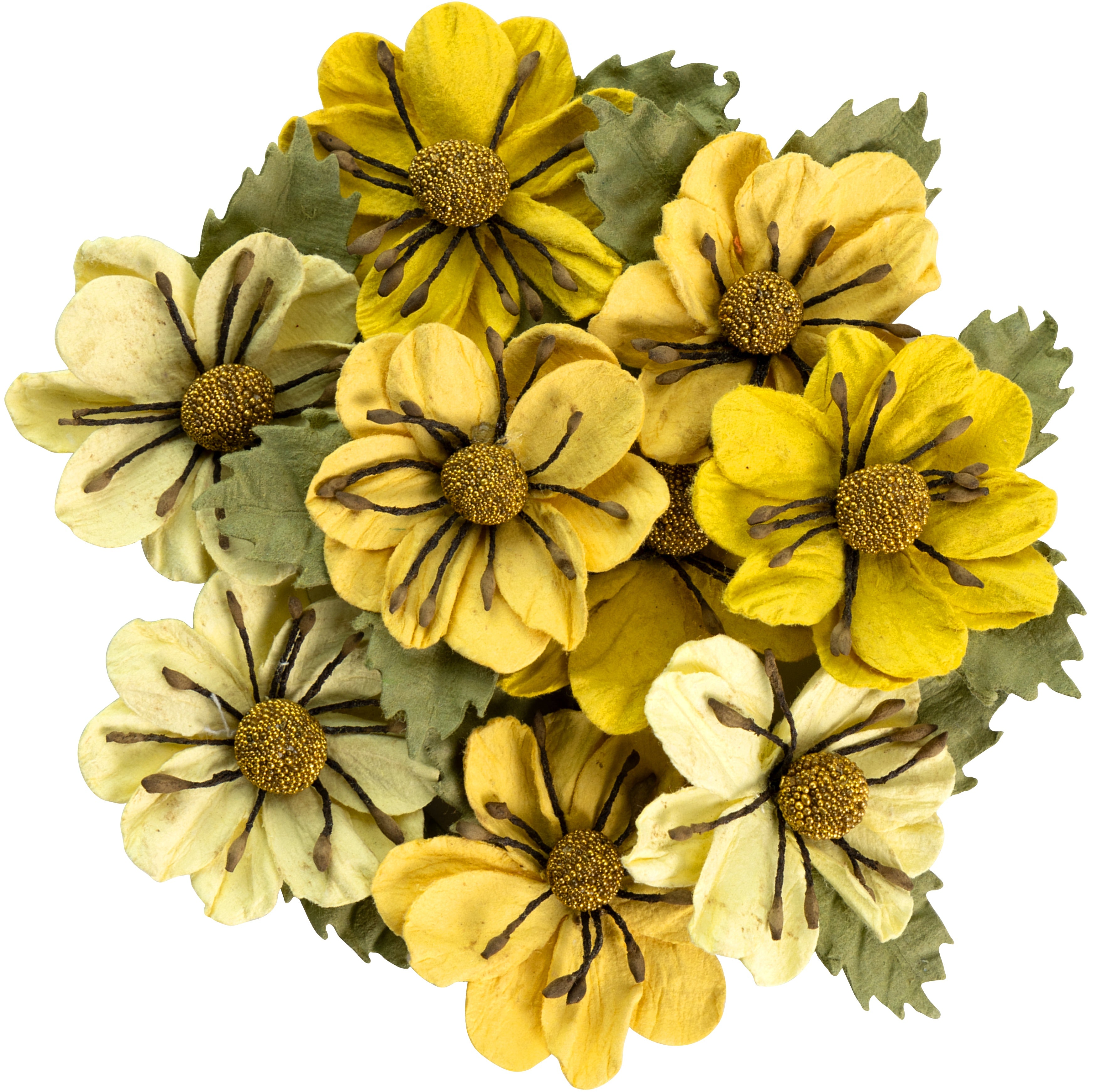 Little Birdie Wendy Paper Flowers 9/Pkg-Sunshine