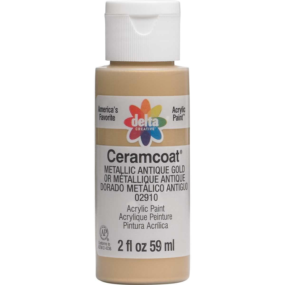 Delta Ceramcoat Metallic Acrylic Paint 2oz-Metallic Antique Gold