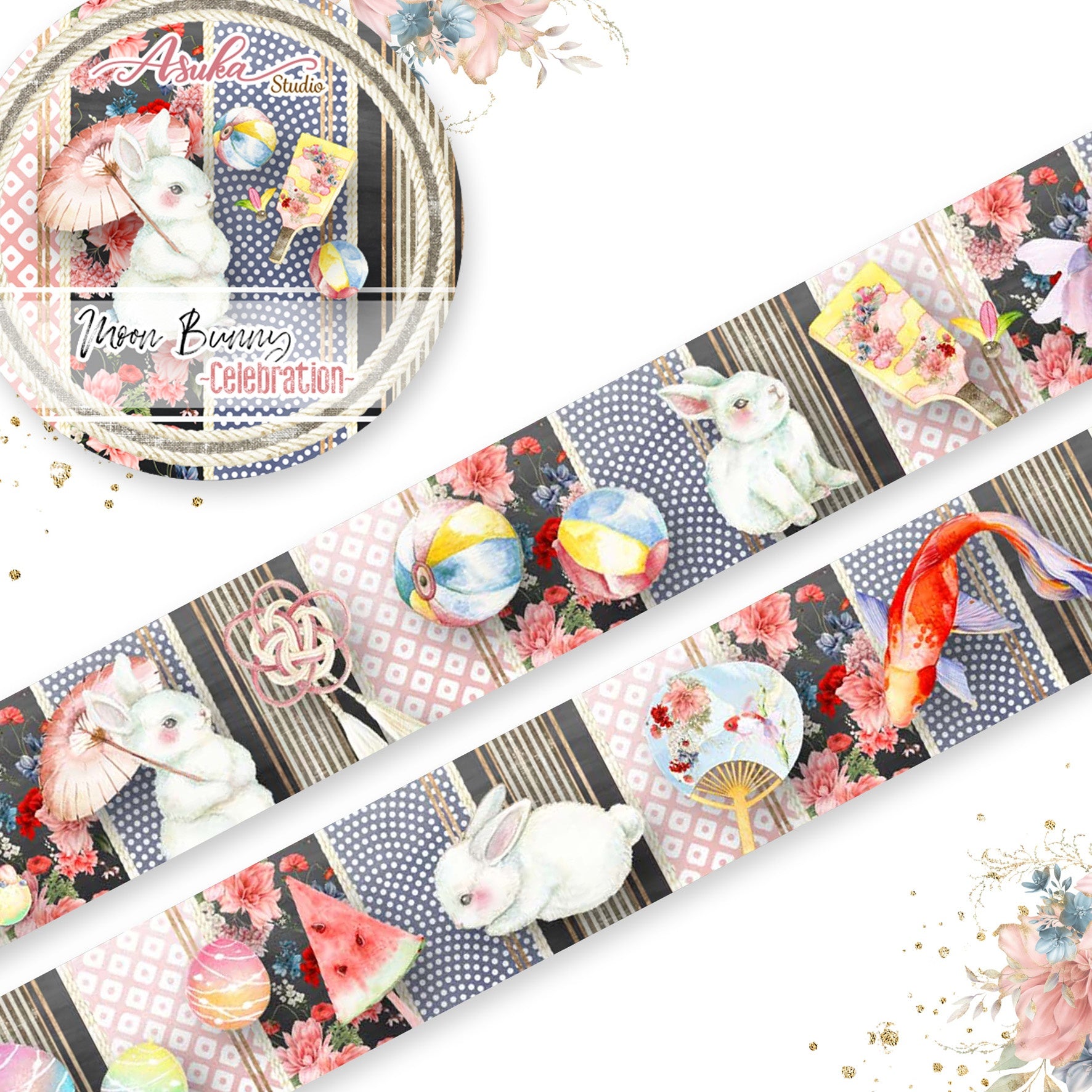 Asuka Studio Washi Tape 15mmX5m-Moon Bunny 1