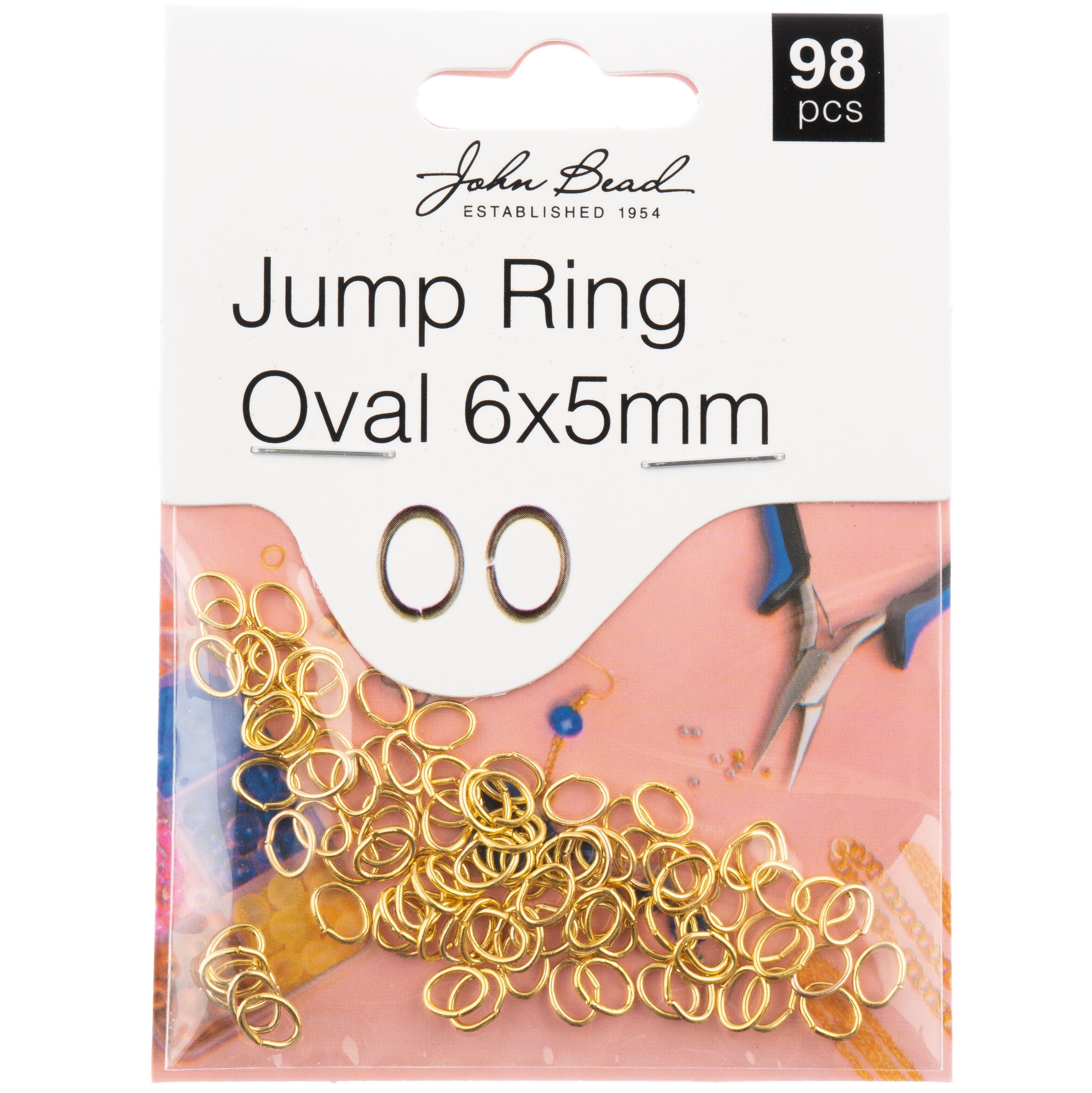 John Bead Jump Ring Oval 6x5mm 98/Pkg-Gold