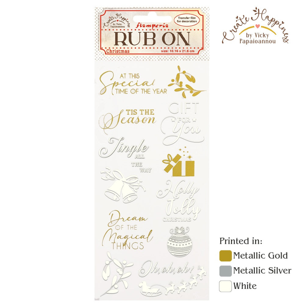 Create Happiness Christmas Plus Rub-On 4"X8.5"-Christmas Bells