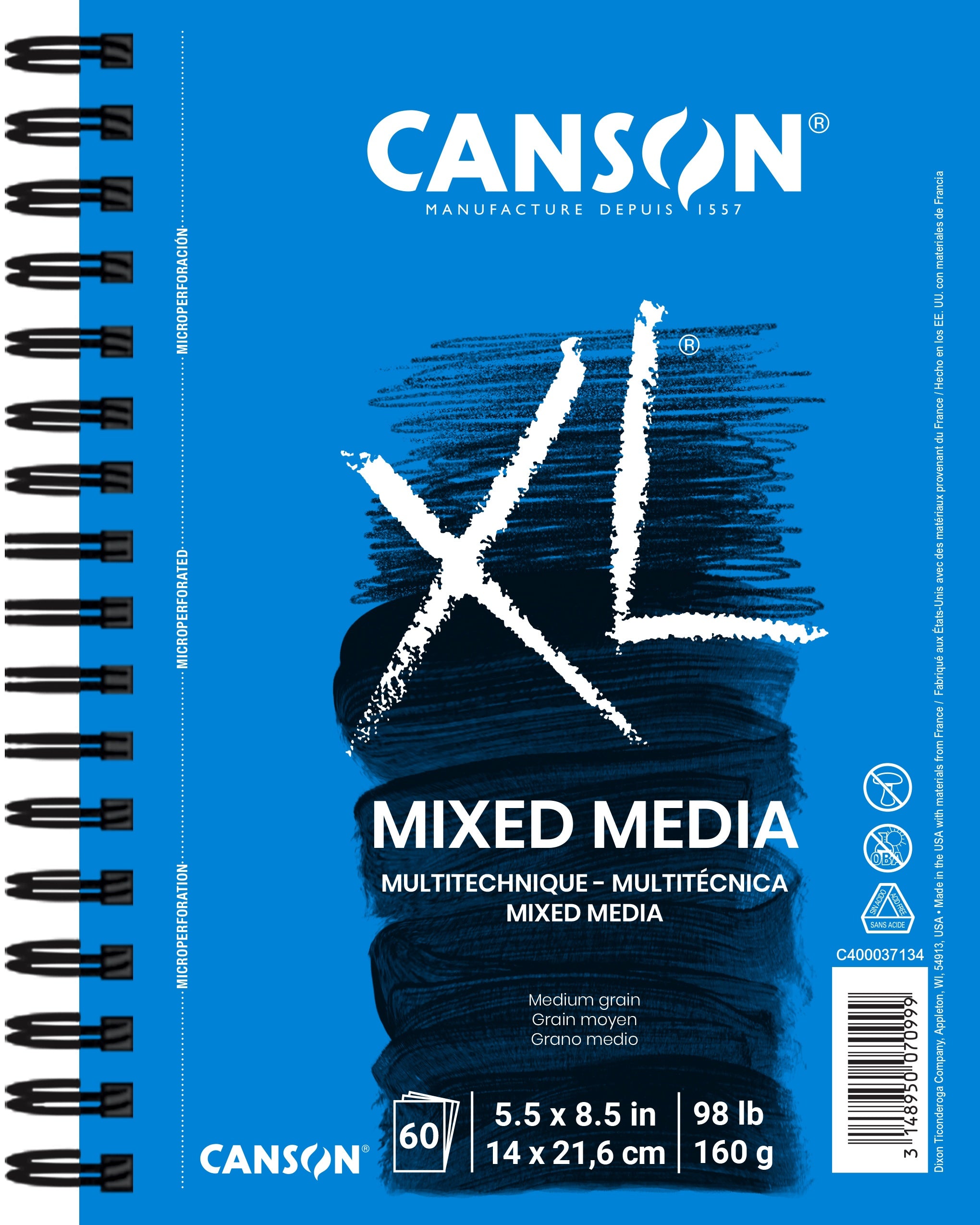 Canson XL Mixed Media Paper Pad 5.5"X8.5"-60 Sheets