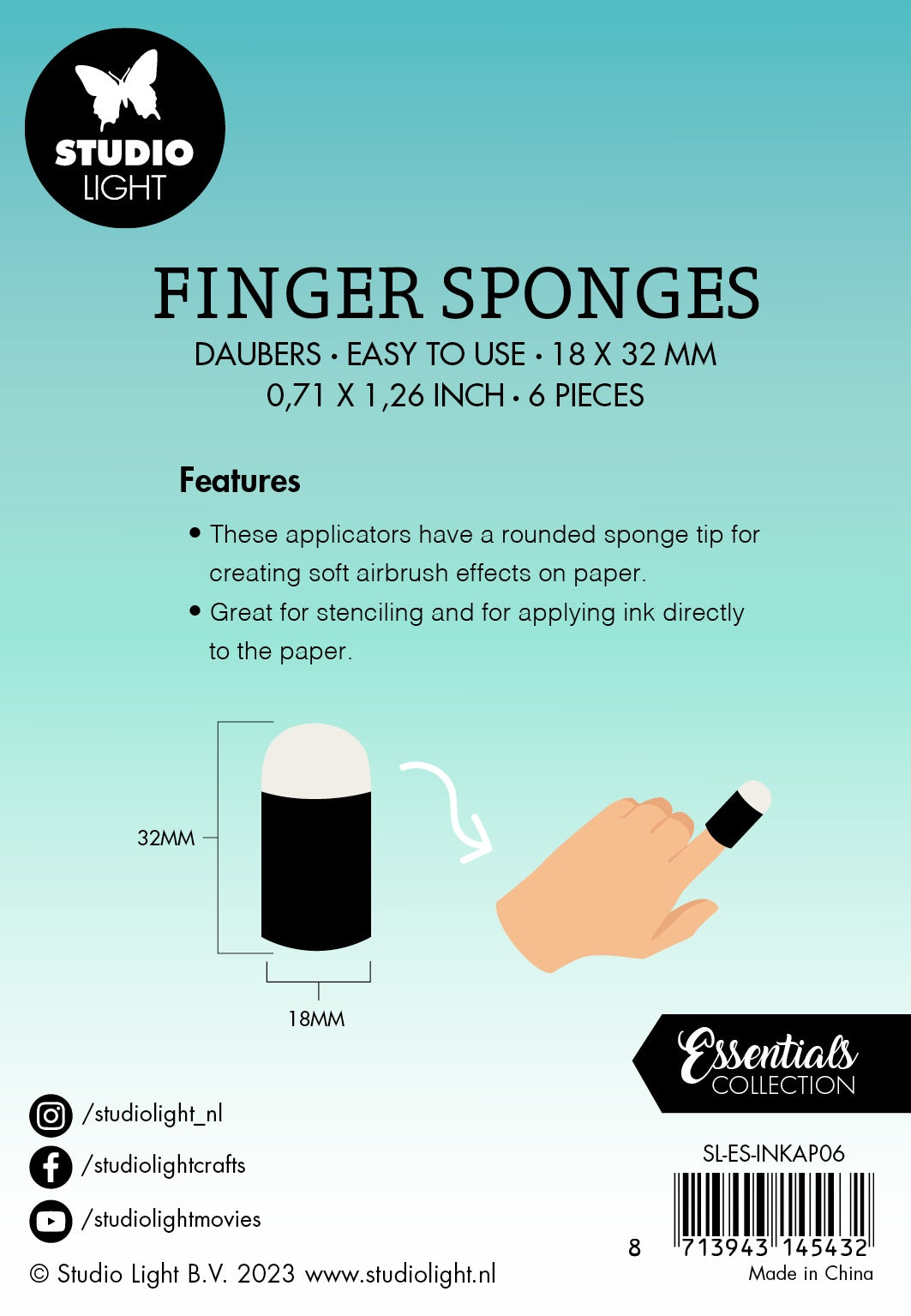 Studio Light Ink Blending Tools-Nr. 06, Finger Sponges Daubers