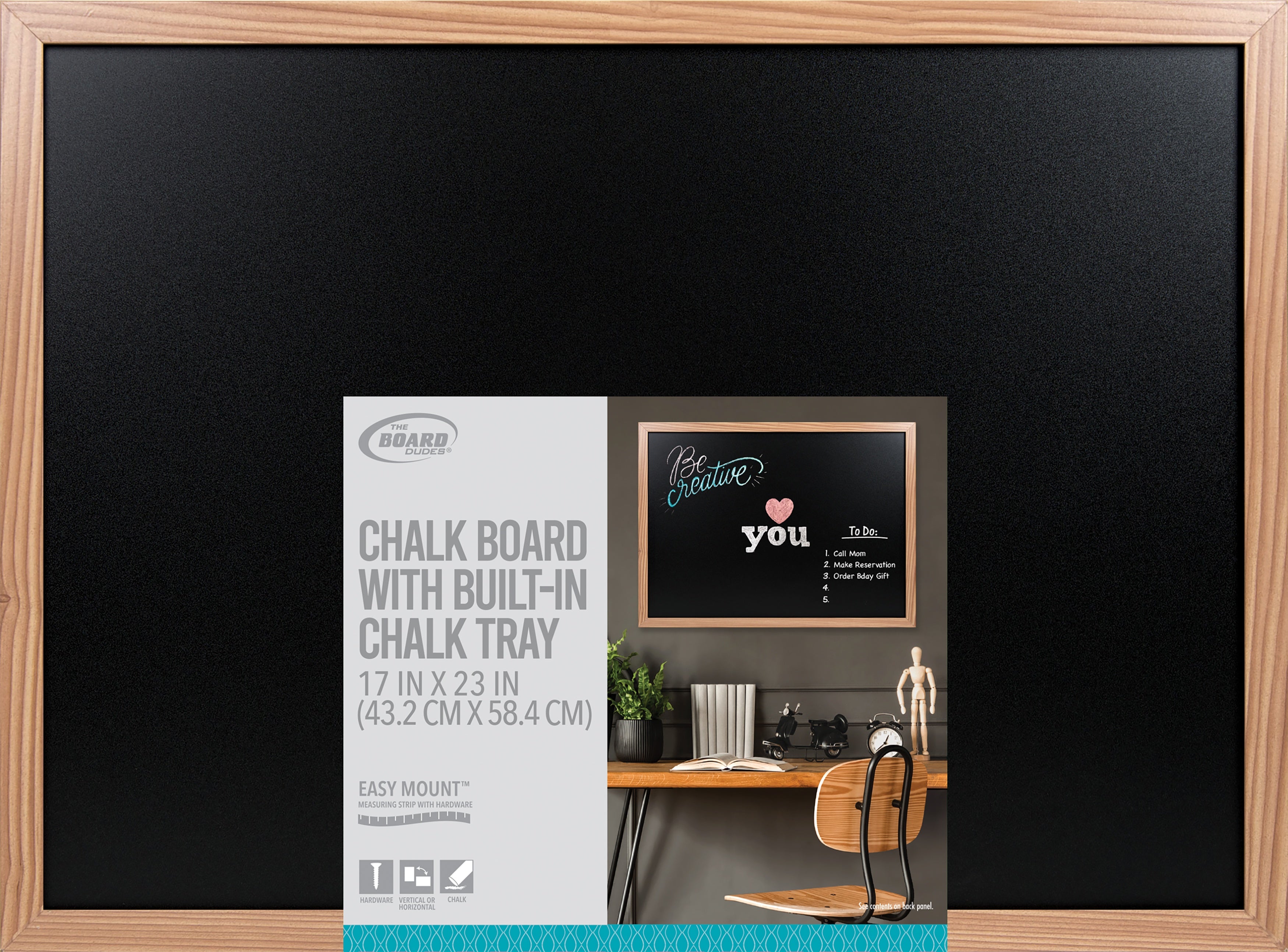 Board Dudes Chalk Board With Wood Frame 23"X17"