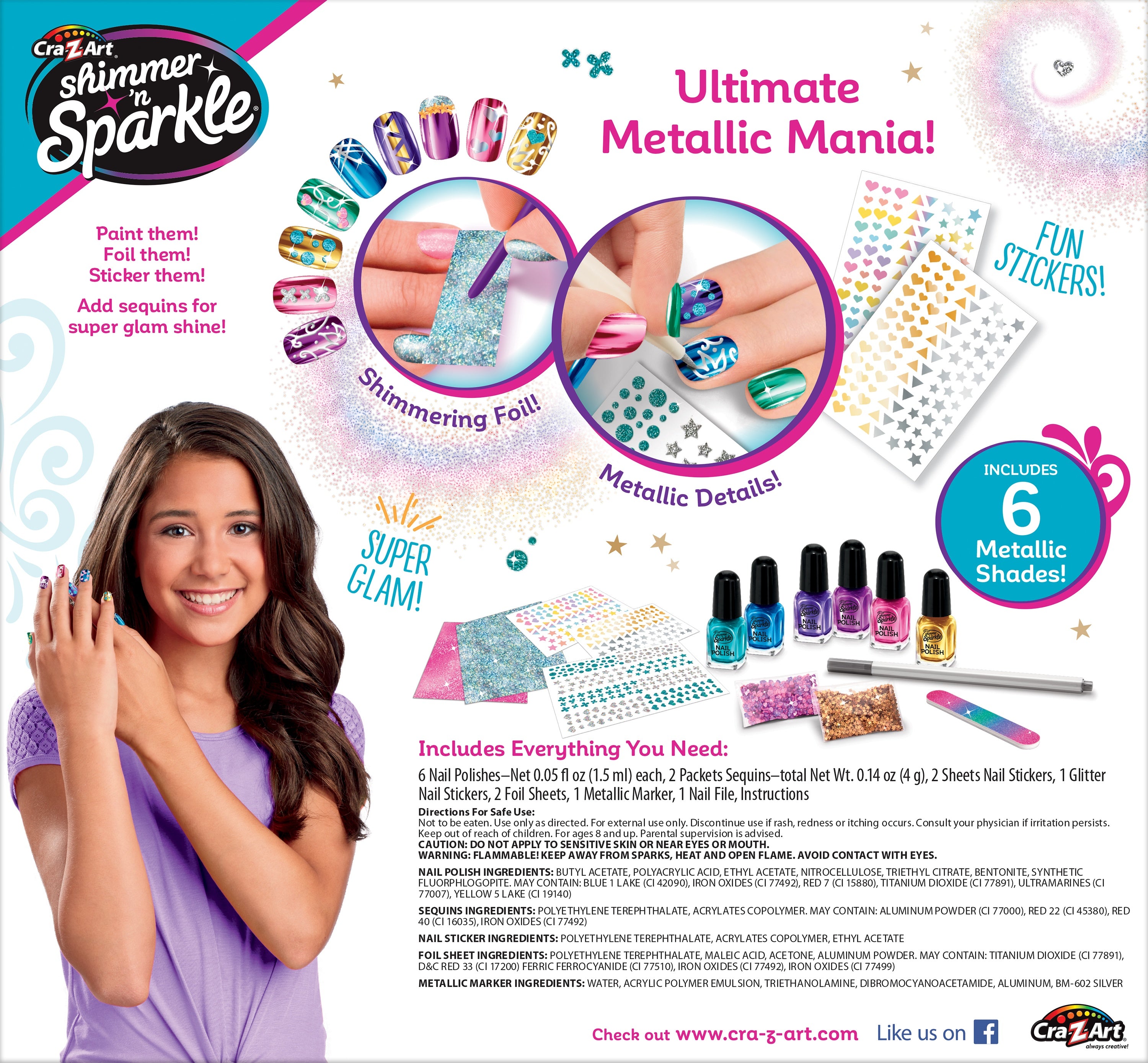 Cra-Z-Art Shimmer 'N Sparkle Metallic Rainbow Nail Art Kit
