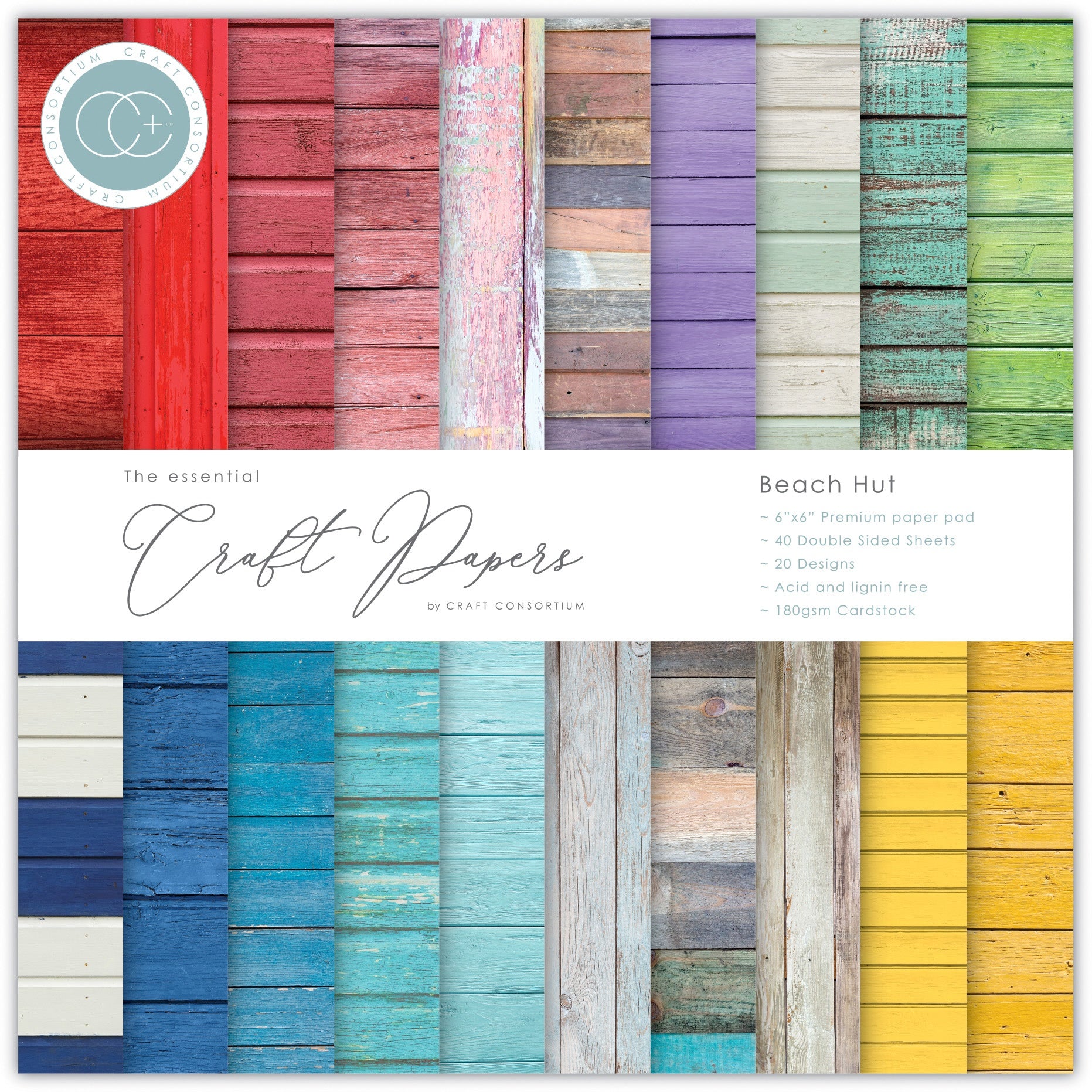 Craft Consortium Double-Sided Paper Pad 6"X6" 40/Pkg-Beach Hut, 20 Designs