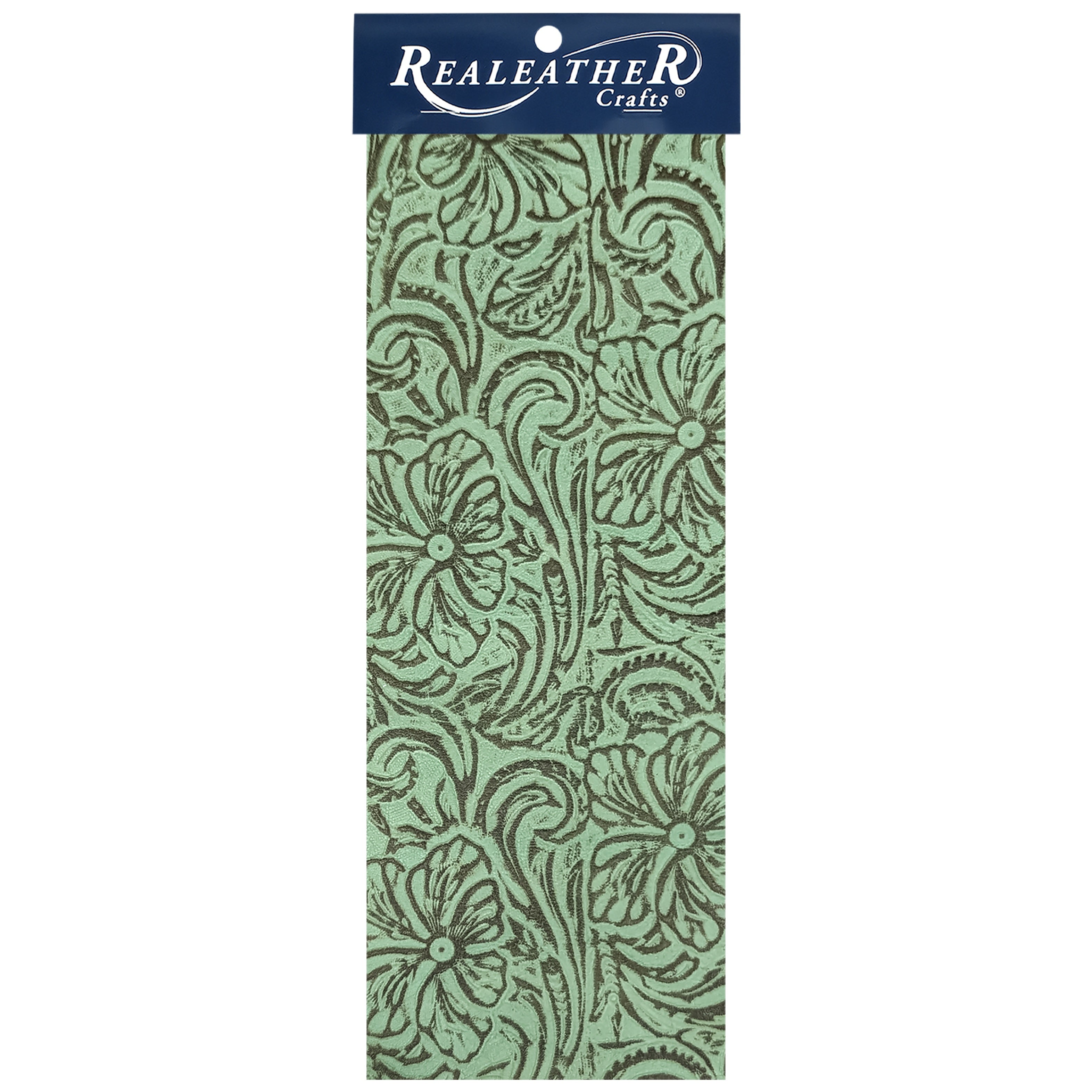 Realeather(R) Crafts Printed Leather Trim 9"X3"-Turquoise Desert Flower