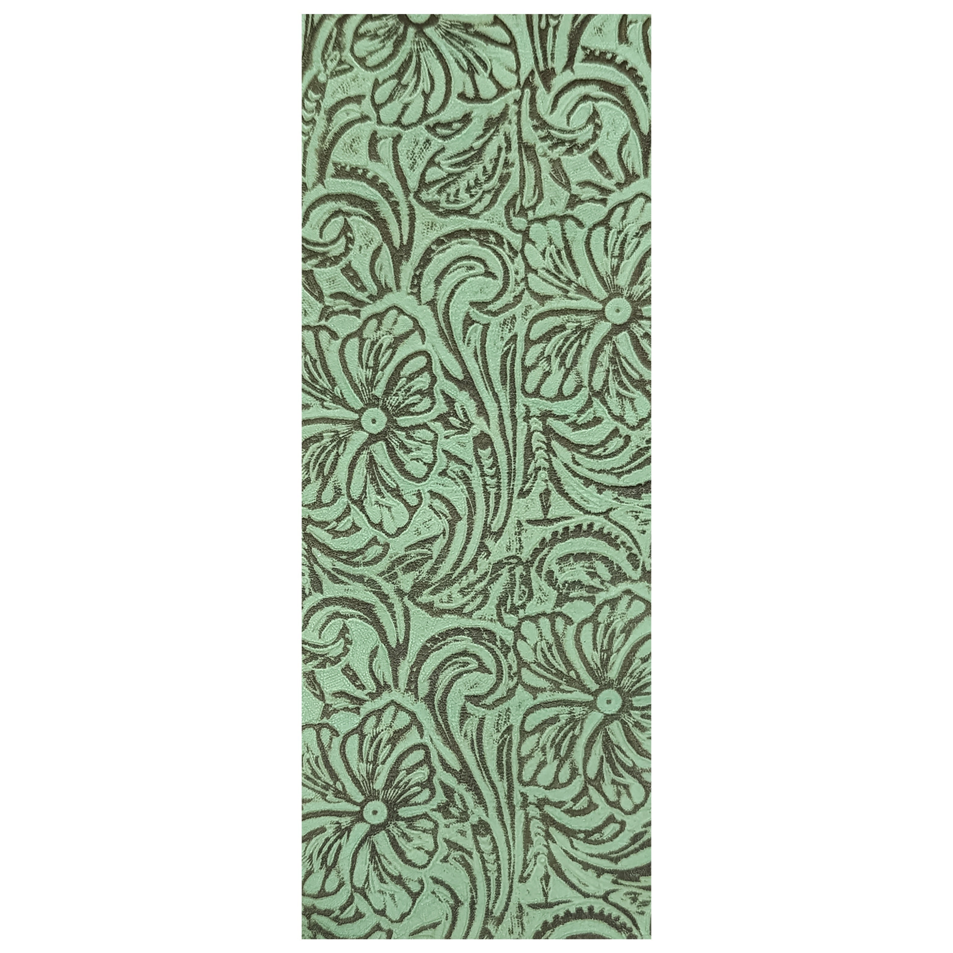 Realeather(R) Crafts Printed Leather Trim 9"X3"-Turquoise Desert Flower
