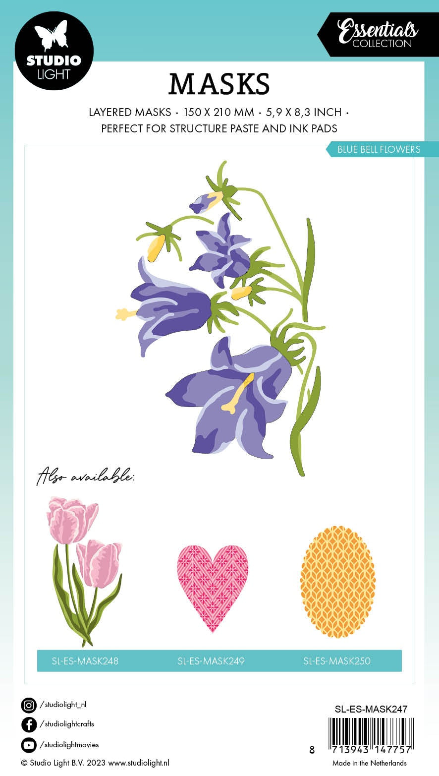 Studio Light Essentials 5.9"X8.25" Stencil-Nr. 247, Blue Bell Flowers
