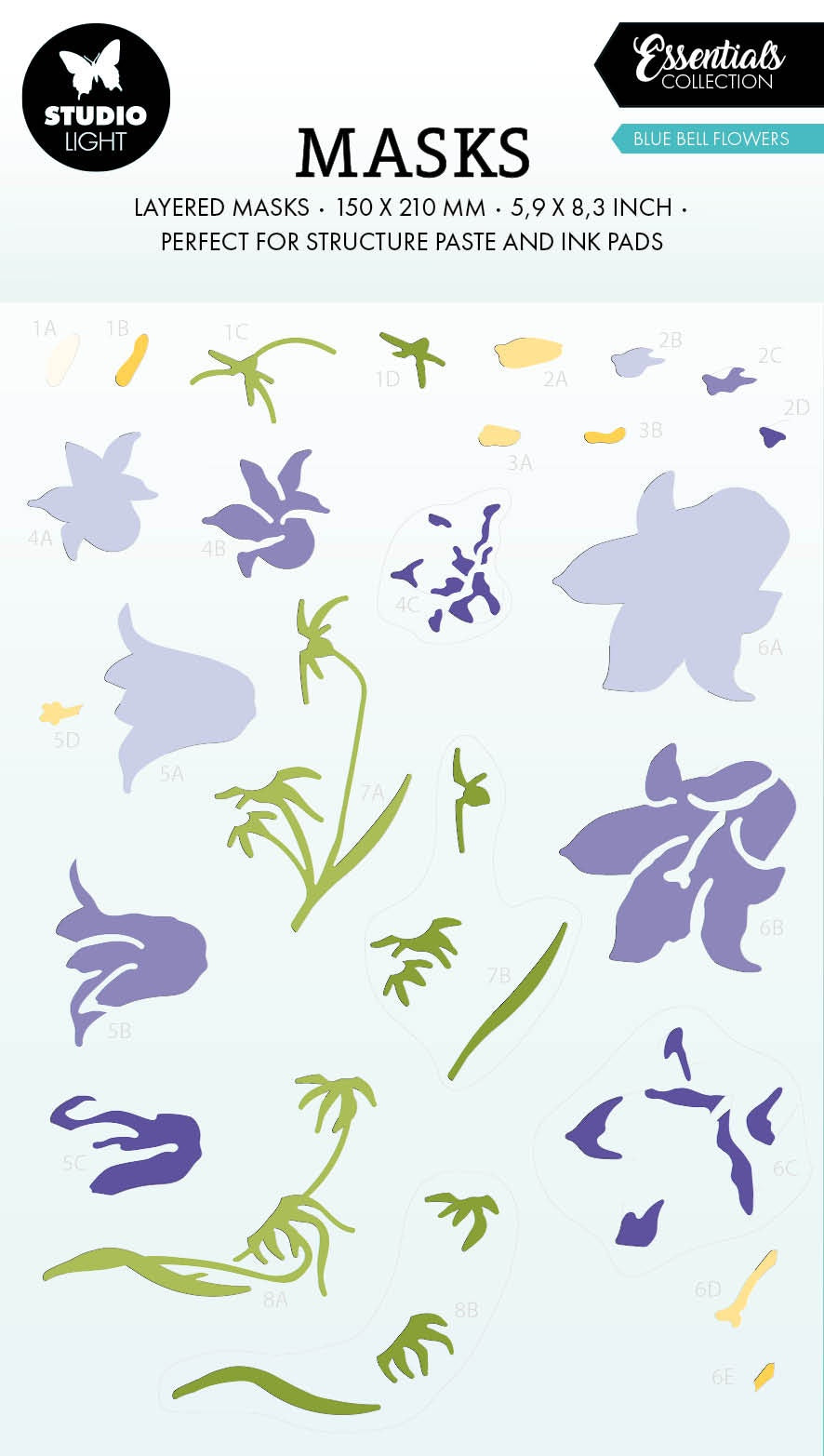 Studio Light Essentials 5.9"X8.25" Stencil-Nr. 247, Blue Bell Flowers