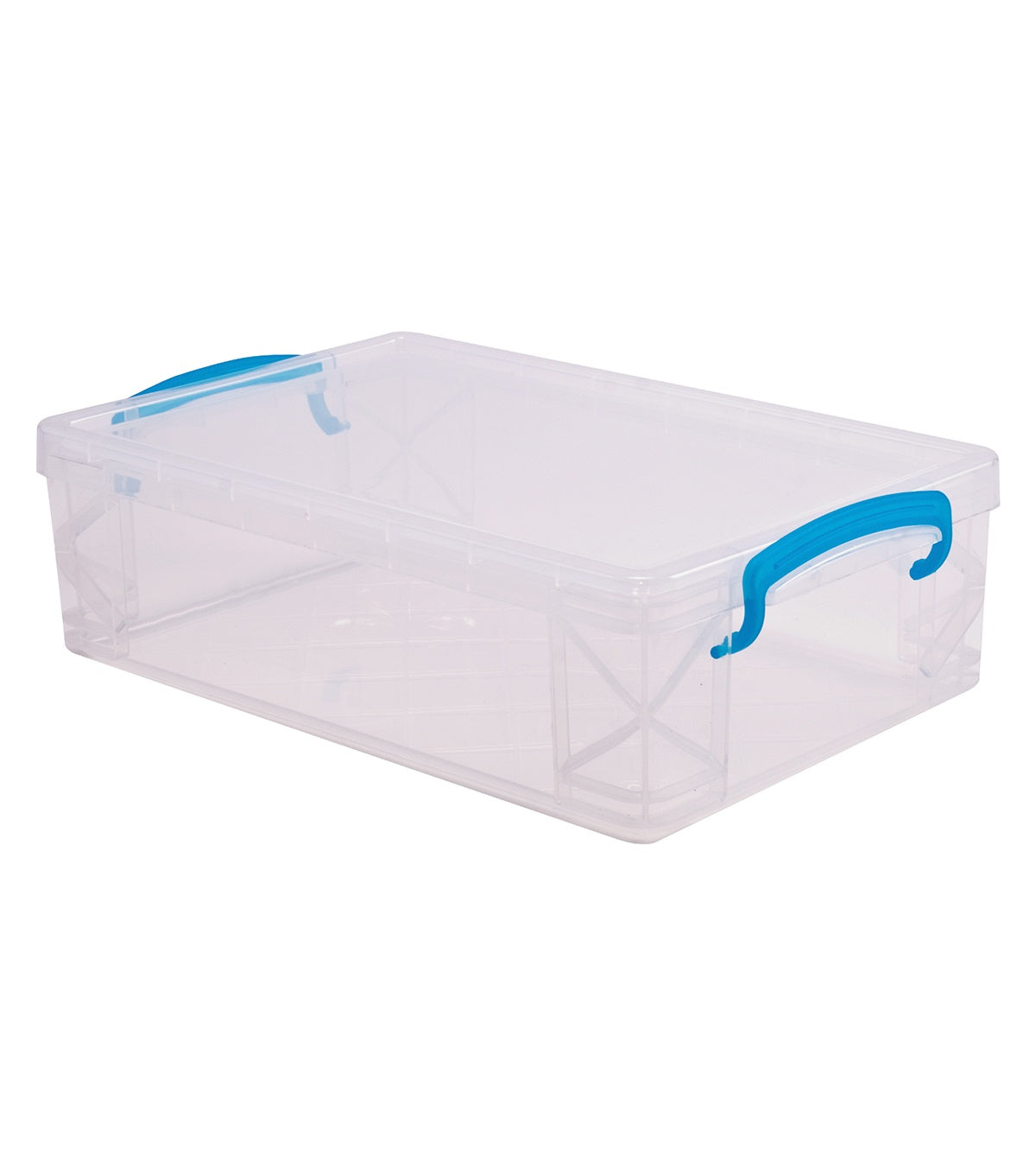 Storage Studios Super Stacker Large Pencil Box-9"X5.5"X2.63" Clear/Blue Handles