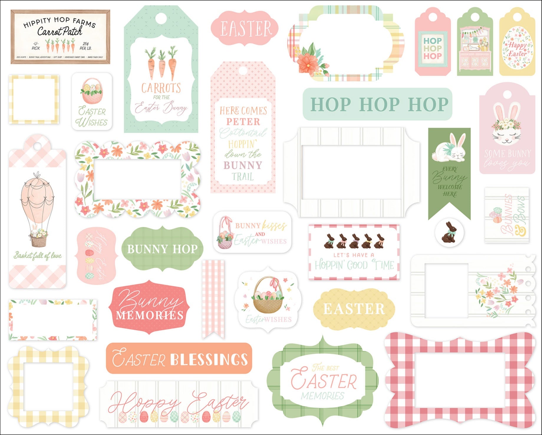 Carta Bella Cardstock Ephemera 33/Pkg-Frames & Tags, Here Comes Easter