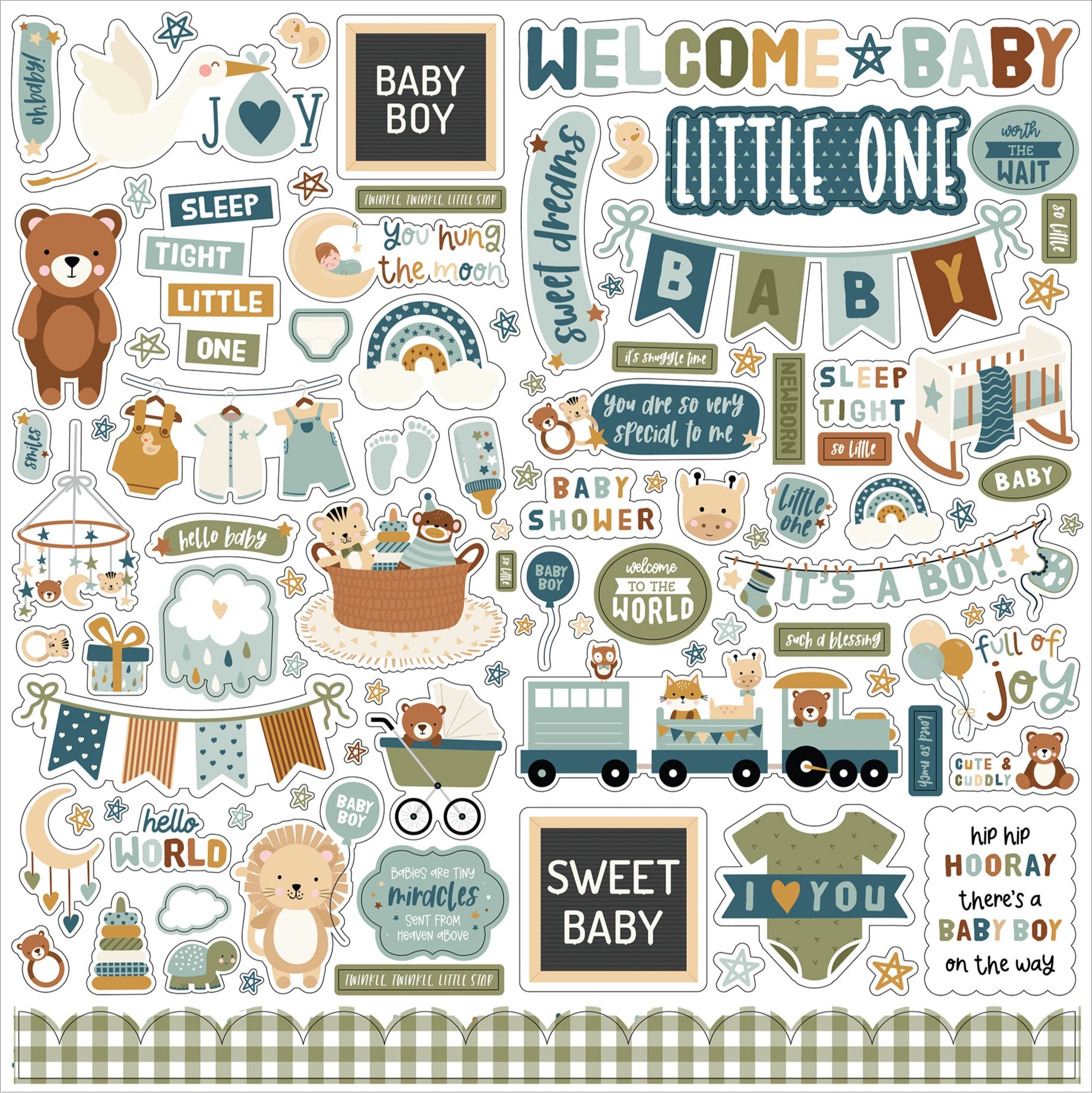 Special Delivery Baby Boy Cardstock Stickers 12"X12"-Elements