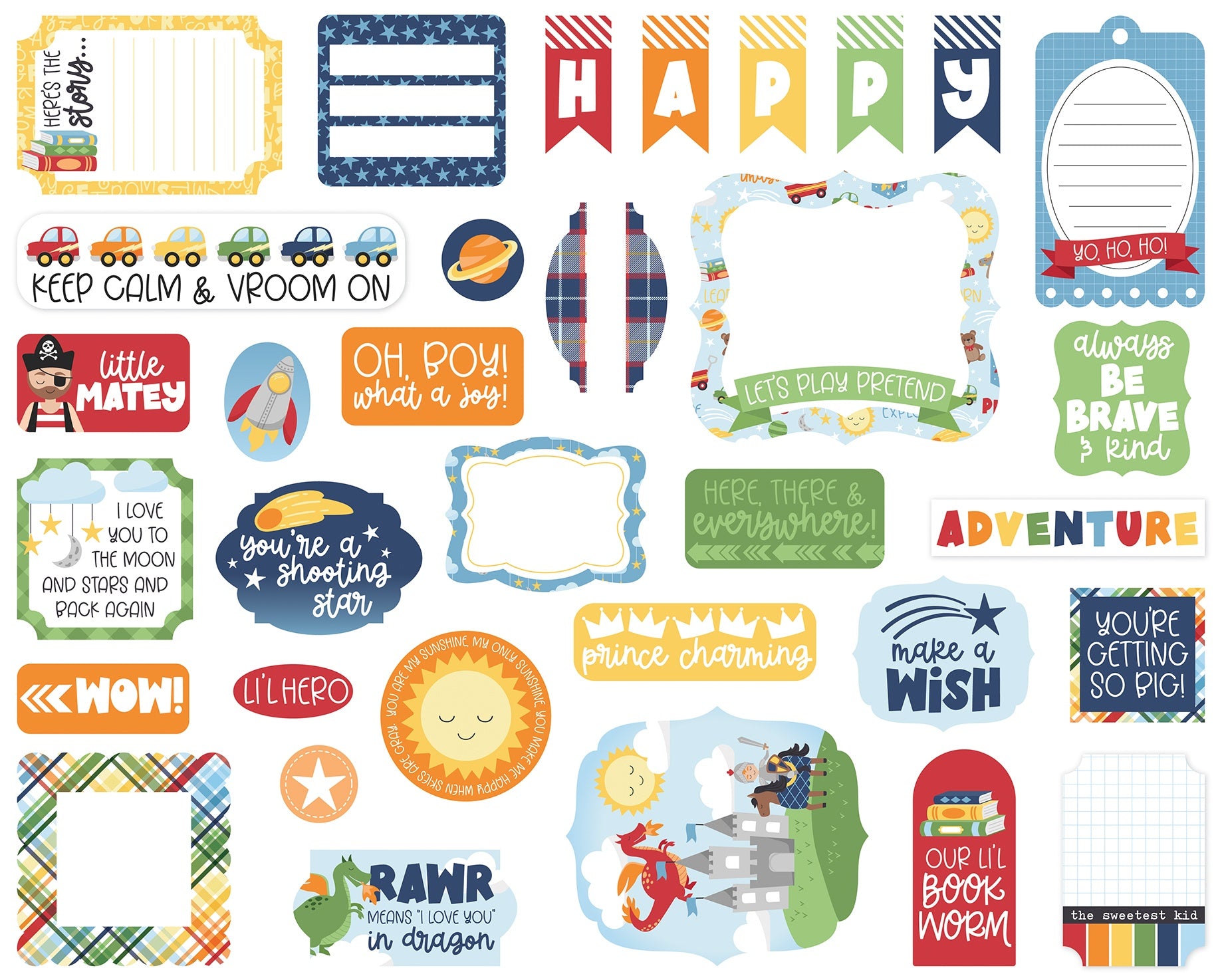 Echo Park Cardstock Ephemera 33/Pkg-Icons, My Little Boy