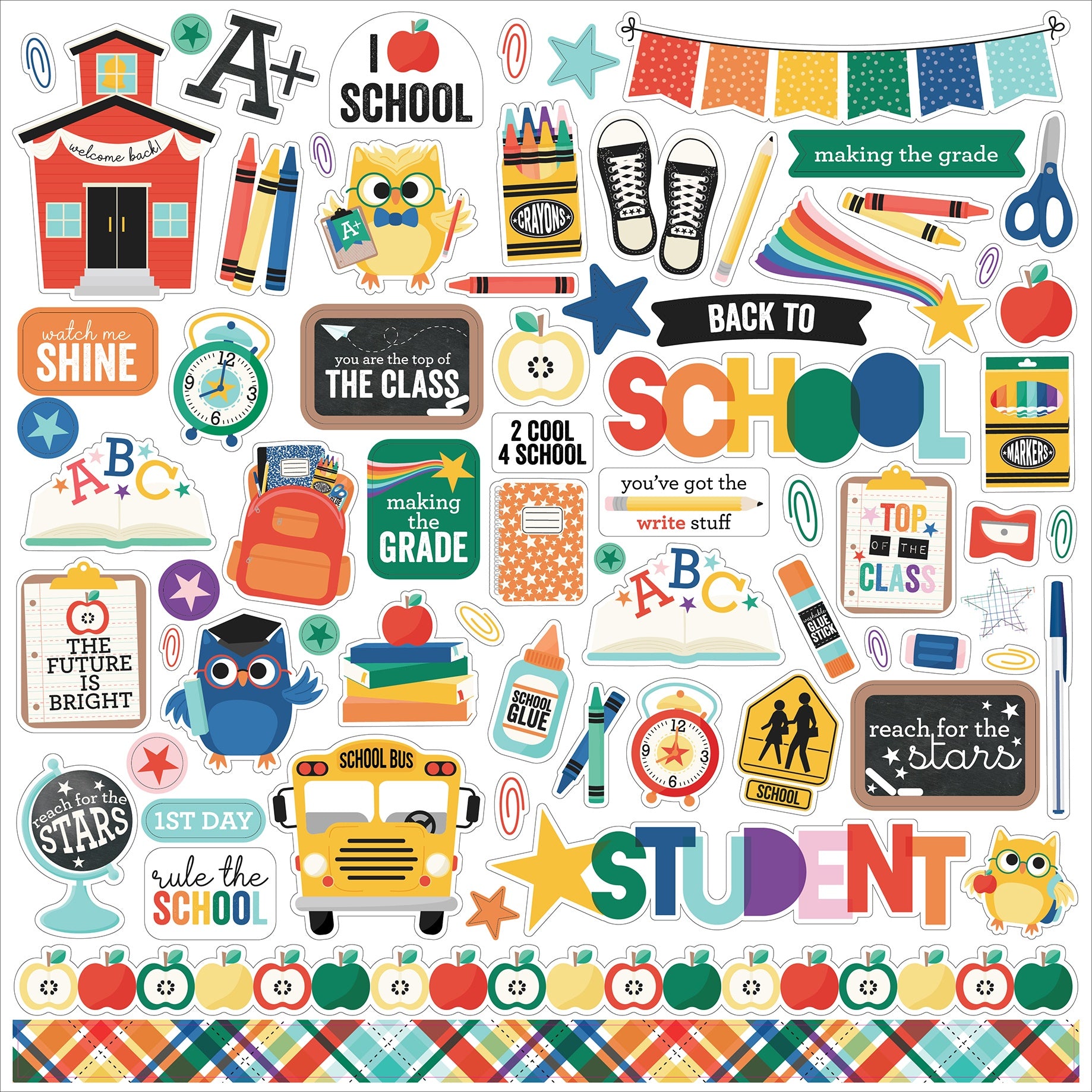 Off To School Cardstock Stickers 12"X12"-Elements