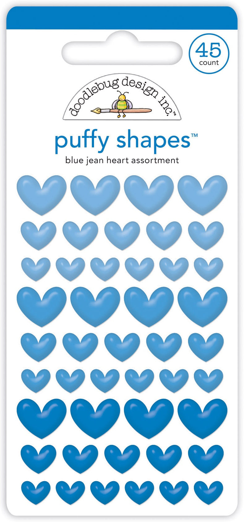 Doodlebug Puffy Stickers-Blue Jean Heart