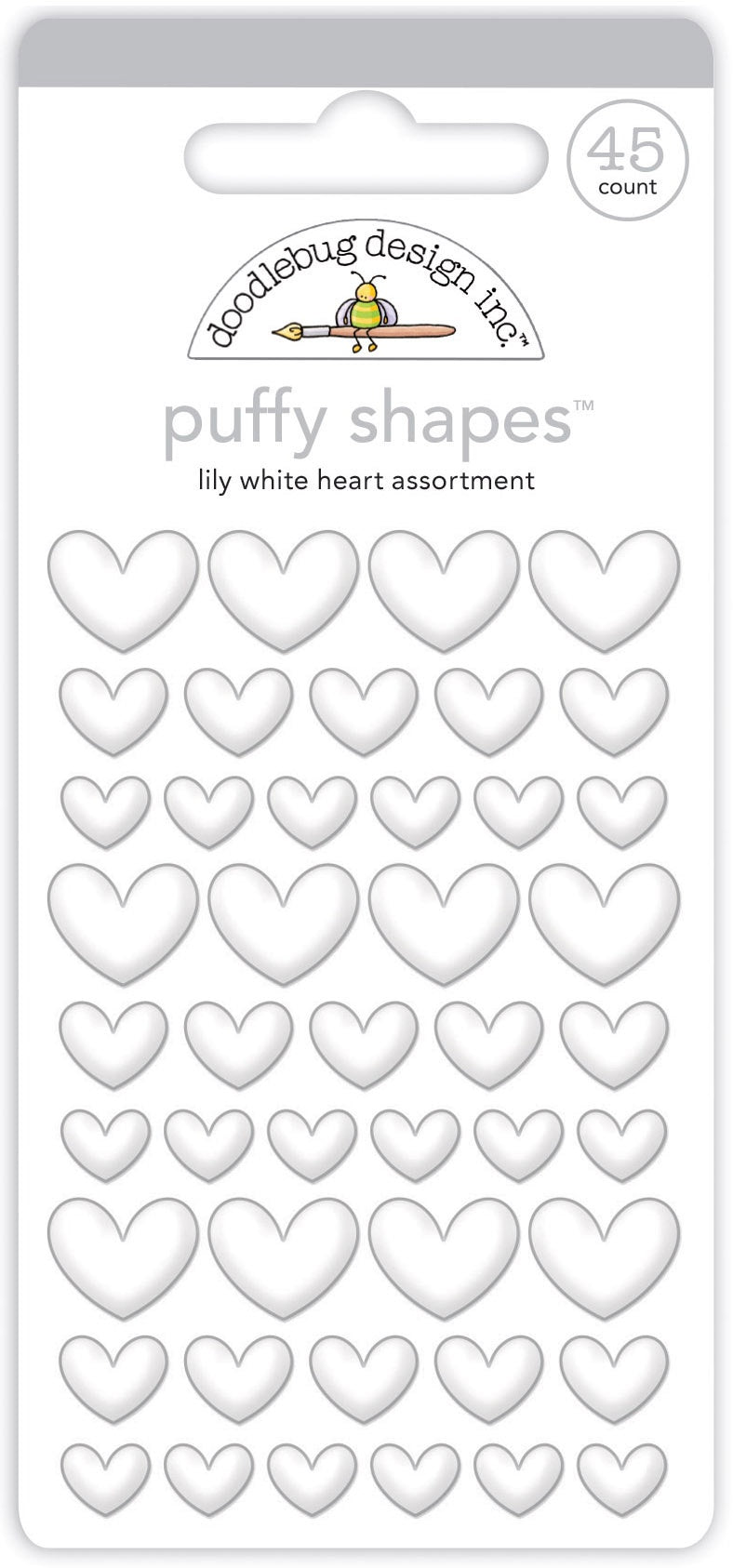 Doodlebug Puffy Stickers-Lily White Heart
