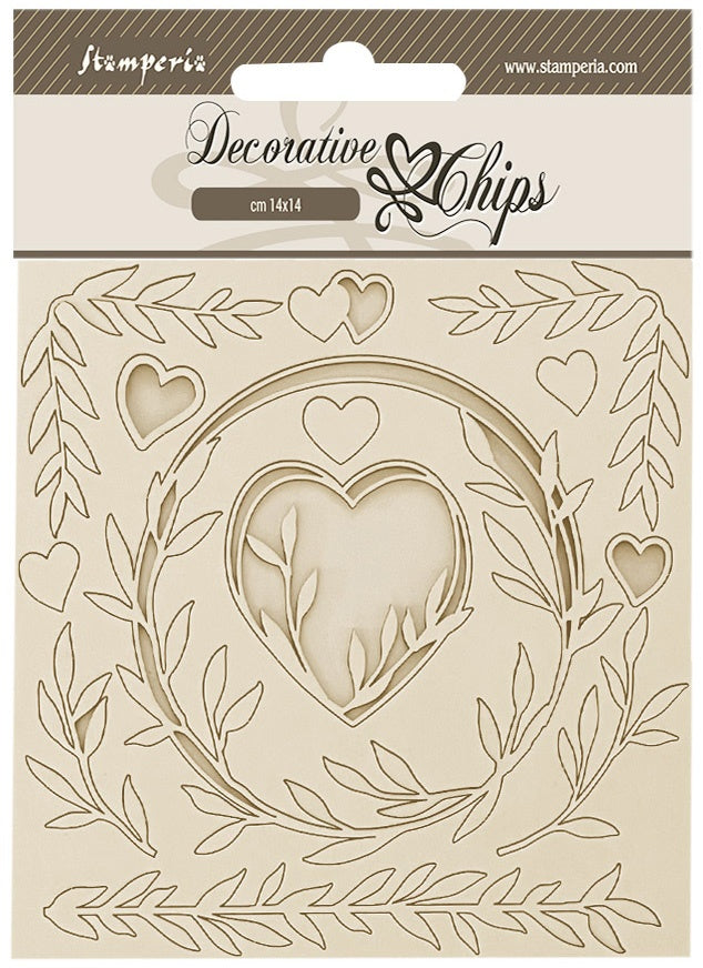 Stamperia Decorative Chips 5.5"X5.5"-Romance Forever Hearts