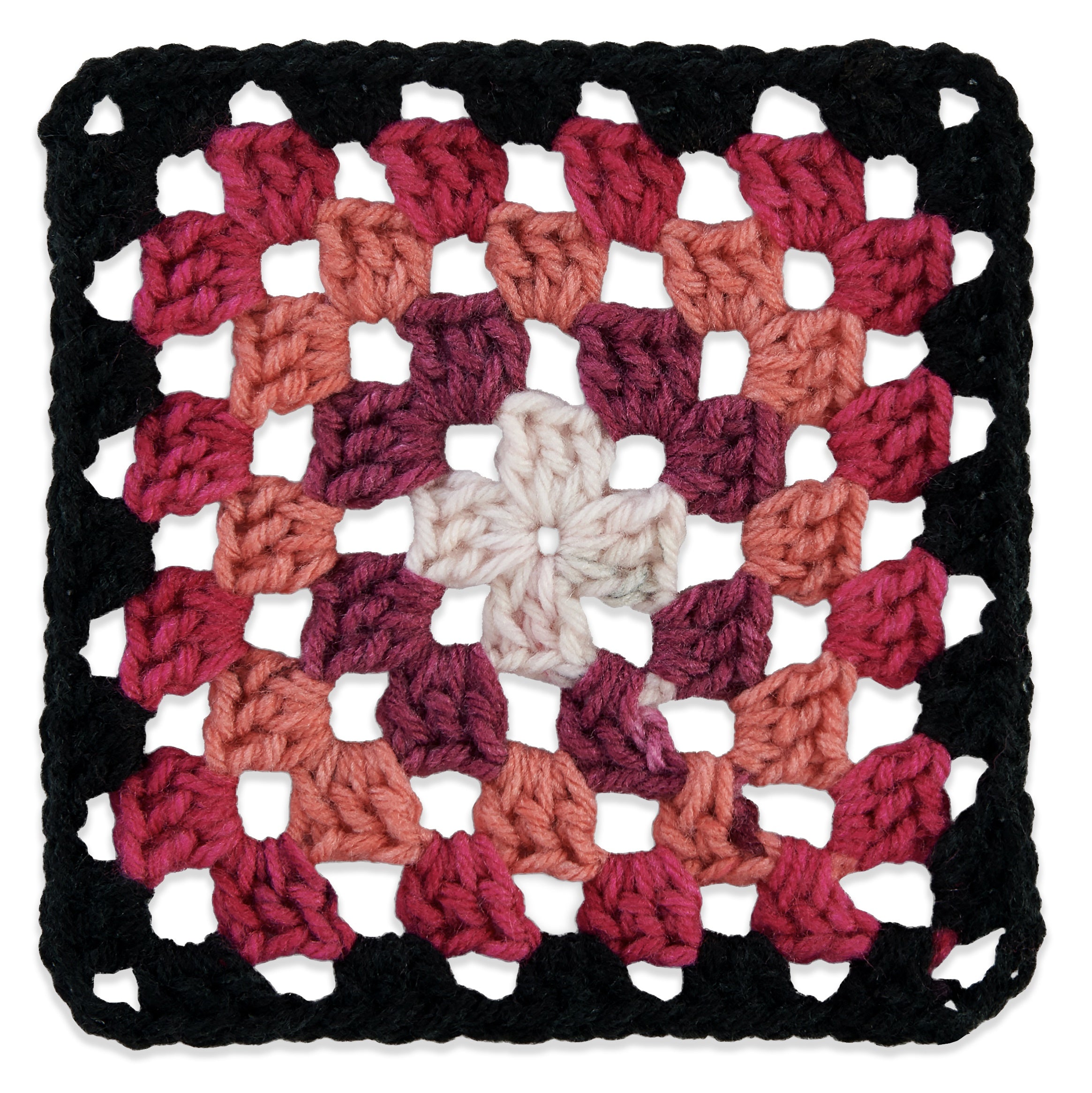 Red Heart All in One Granny Square-Black - Carnation Code
