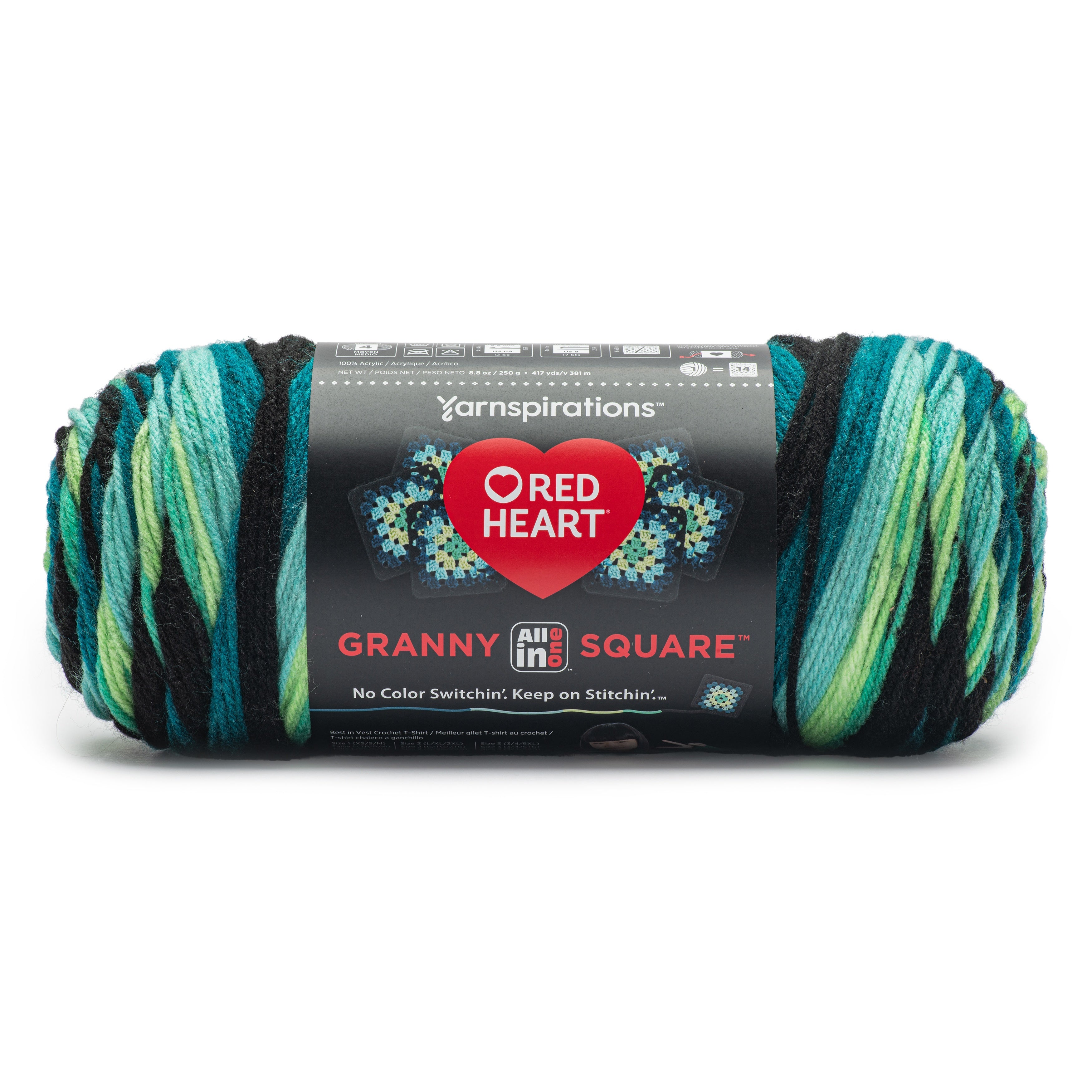 Red Heart All in One Granny Square-Black - Cyber Leaf